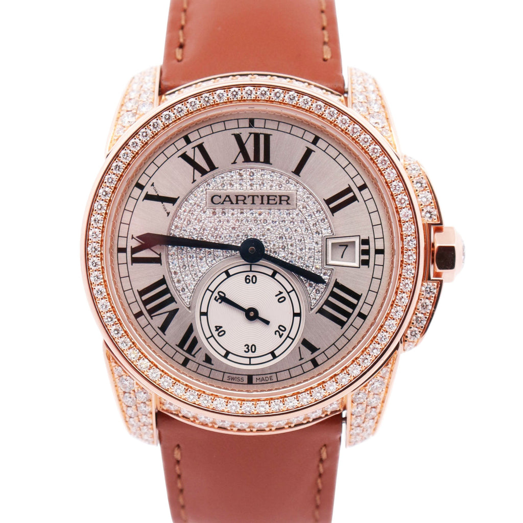 Cartier Calibre 38mm Pave Dial Watch Ref# WF100015