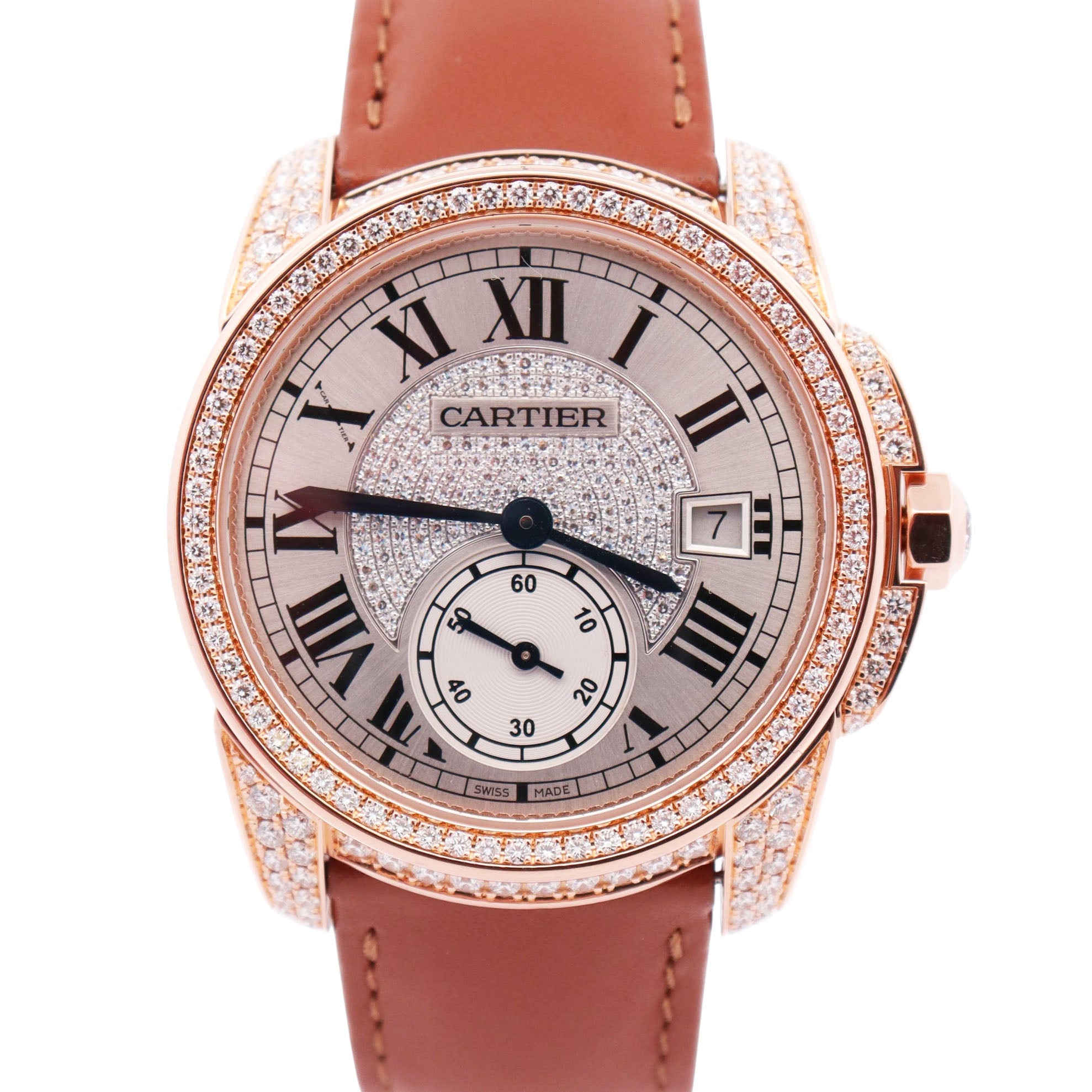Cartier Calibre 38mm Pave Dial Watch Ref# WF100015