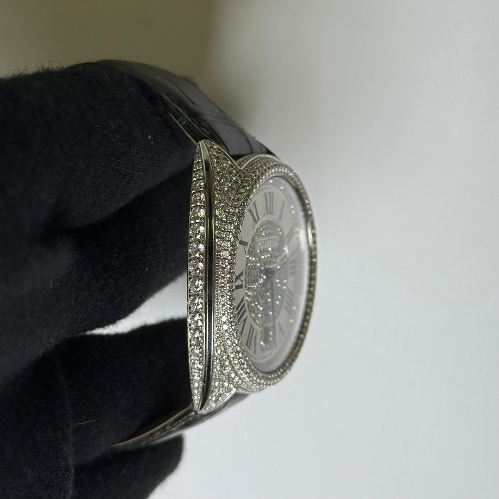 Cartier Cle 40mm Silver Diamond Dial Watch Ref# 3849