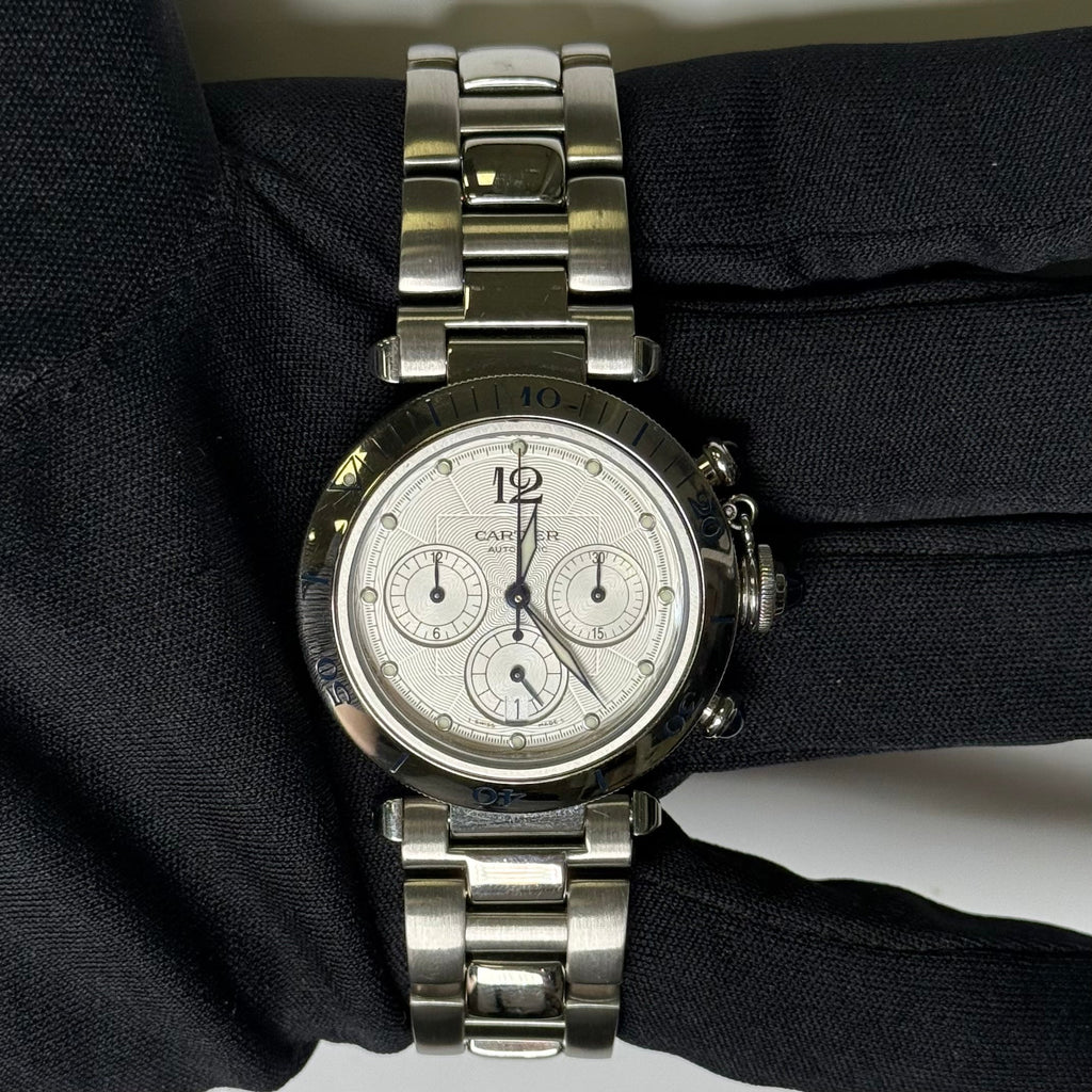 Cartier Pasha 38mm Silver Dial Watch Ref# W31030H3