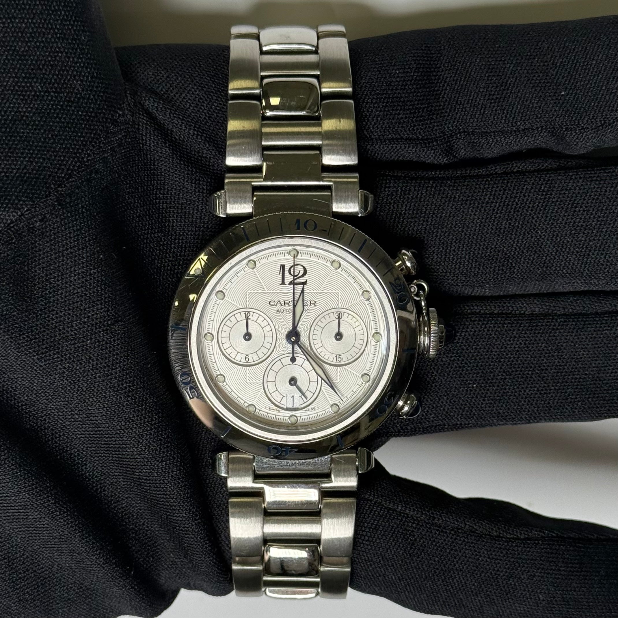 Cartier Pasha 38mm Silver Dial Watch Ref# W31030H3