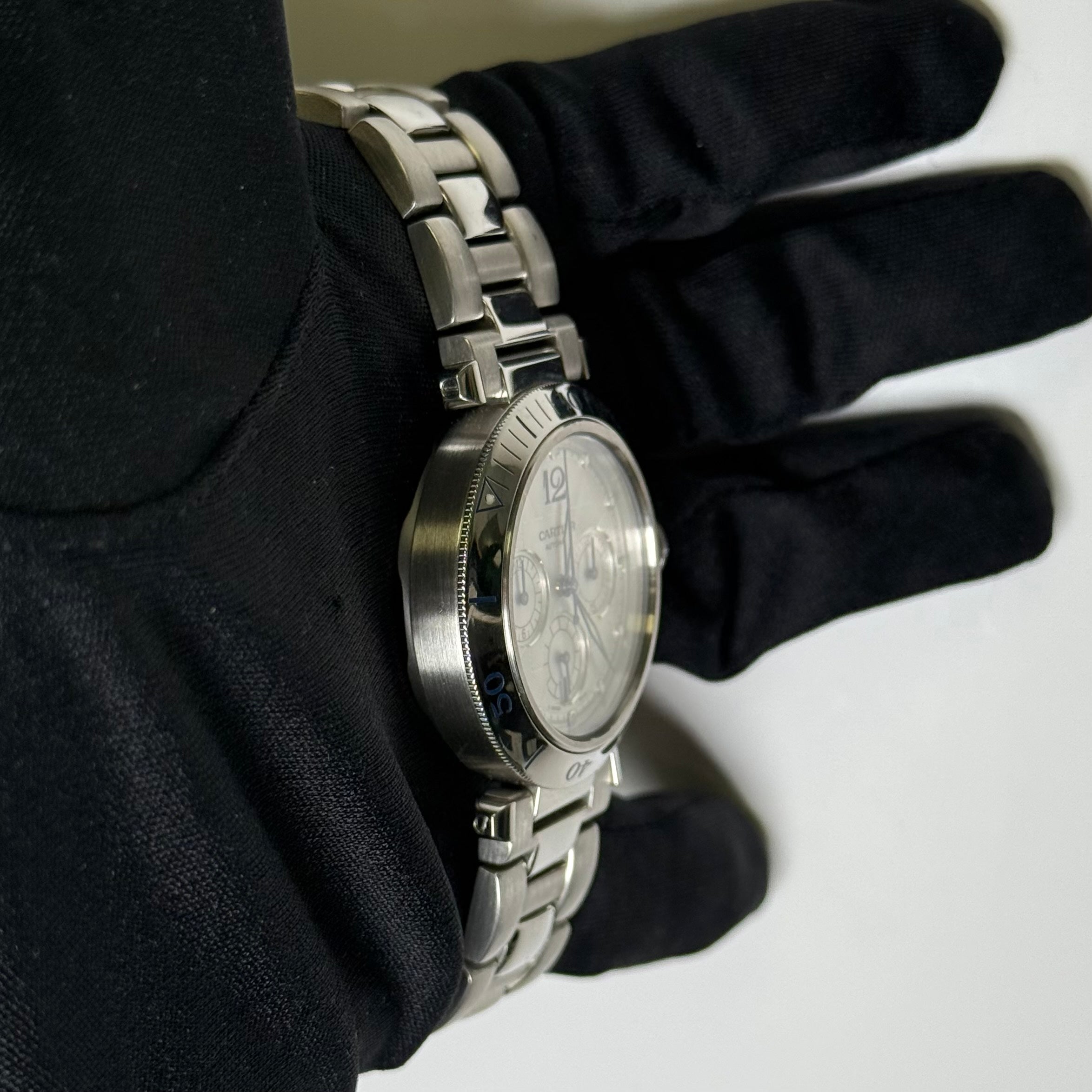 Cartier Pasha 38mm Silver Dial Watch Ref# W31030H3