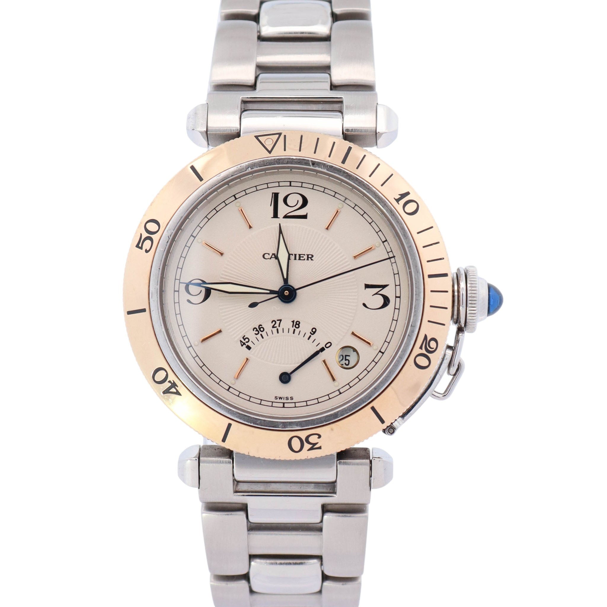 Cartier Pasha 38mm Cream Dial Watch Ref# W31012H3