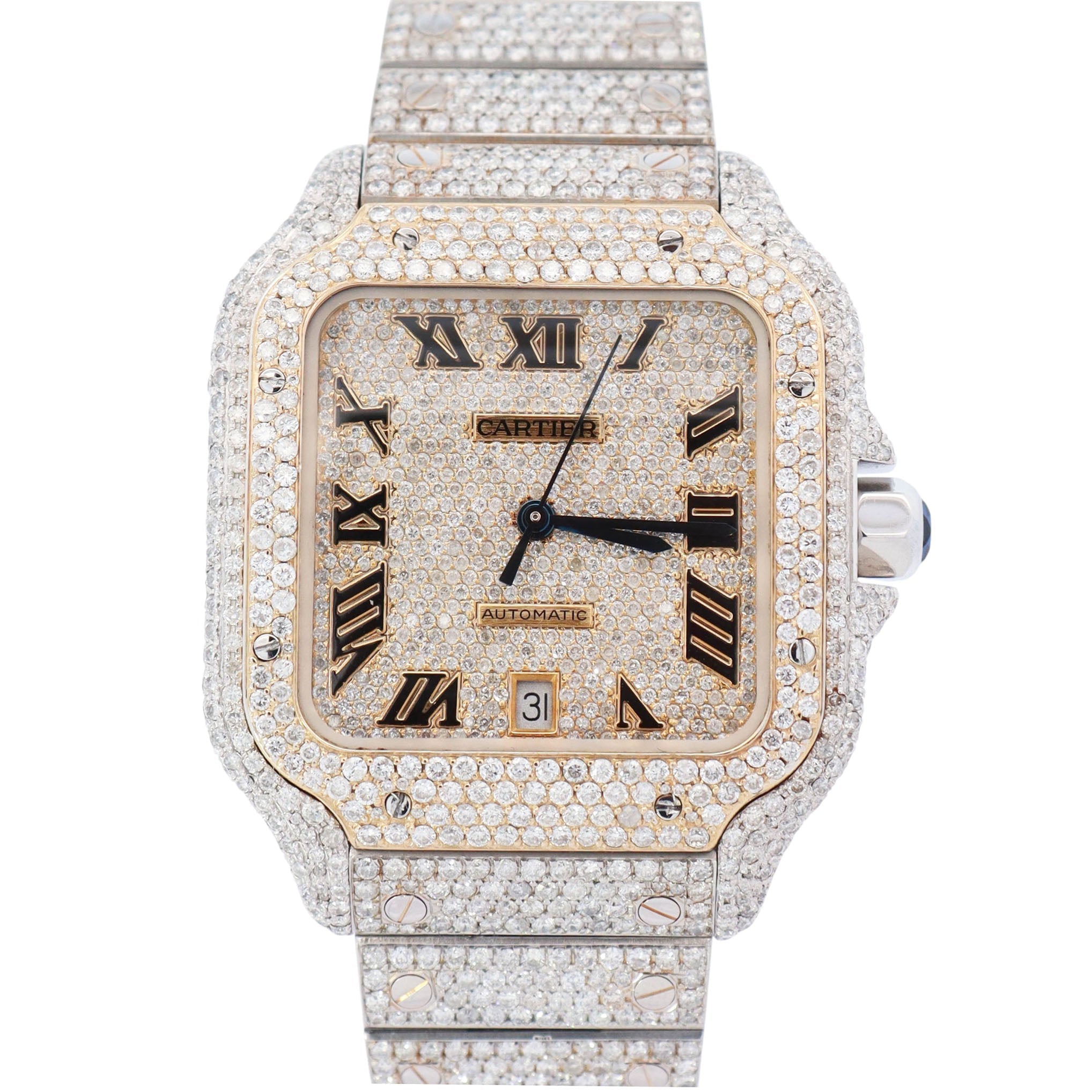 Cartier Santos 40mm Pave Dial Watch Ref# WSSA0009