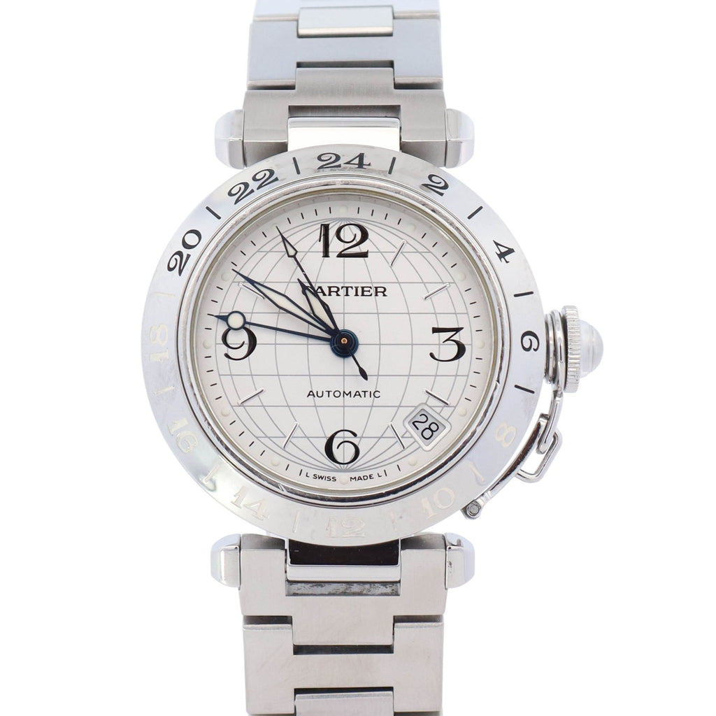 Cartier Pasha C Dual Time 35mm Silver Dial Watch Ref# W31029M7