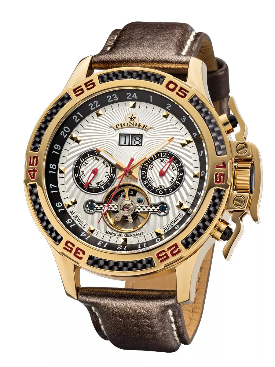 Amsterdam Automatic Calendar Watch by Pionier GM-515-2 |Gold|