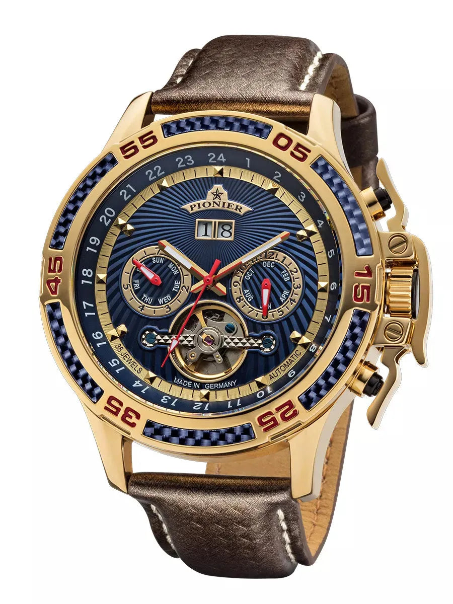 Amsterdam Automatic Calendar Watch by Pionier GM-515-4 |Gold|