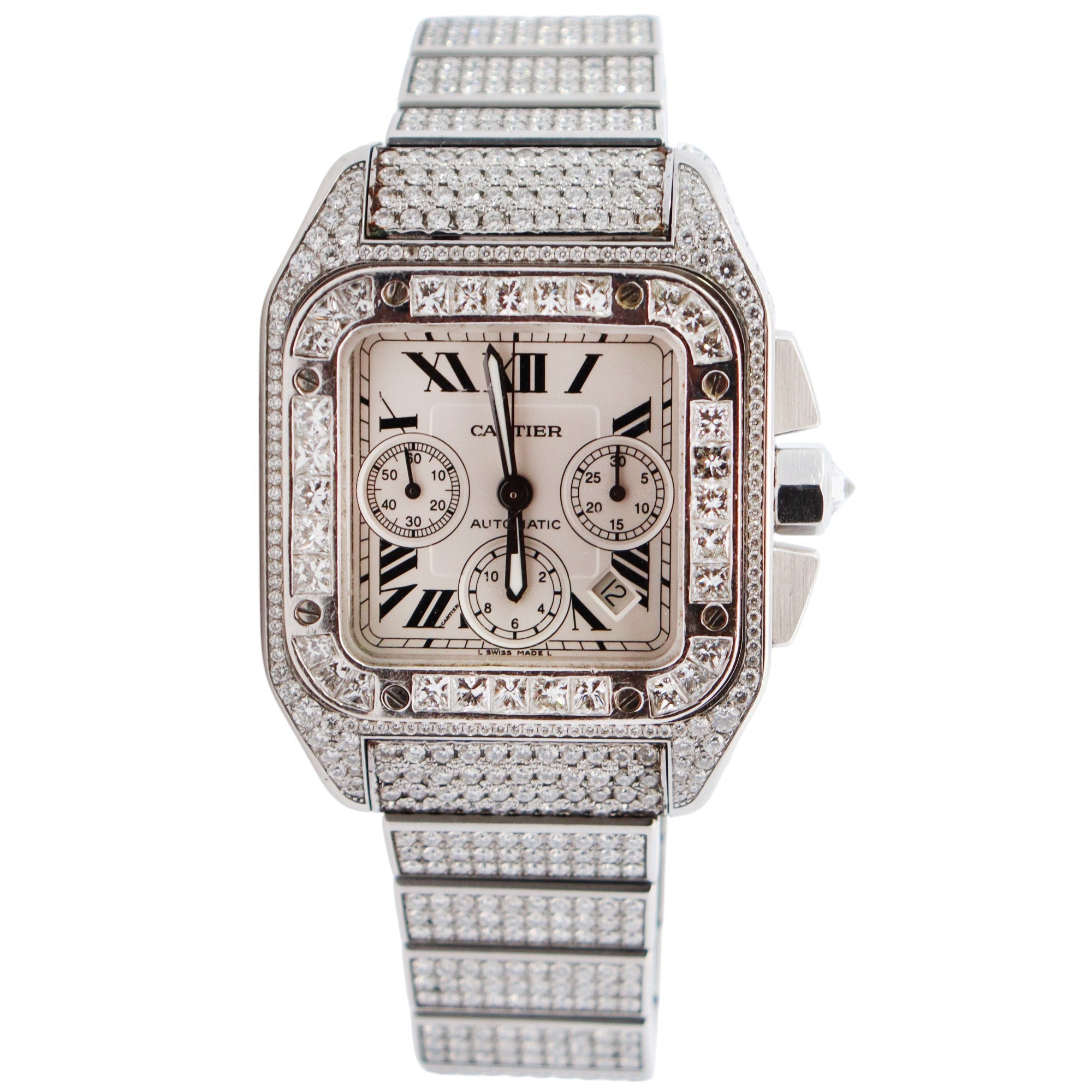 Cartier Santos 41mm White Dial Watch Ref# W20090X8