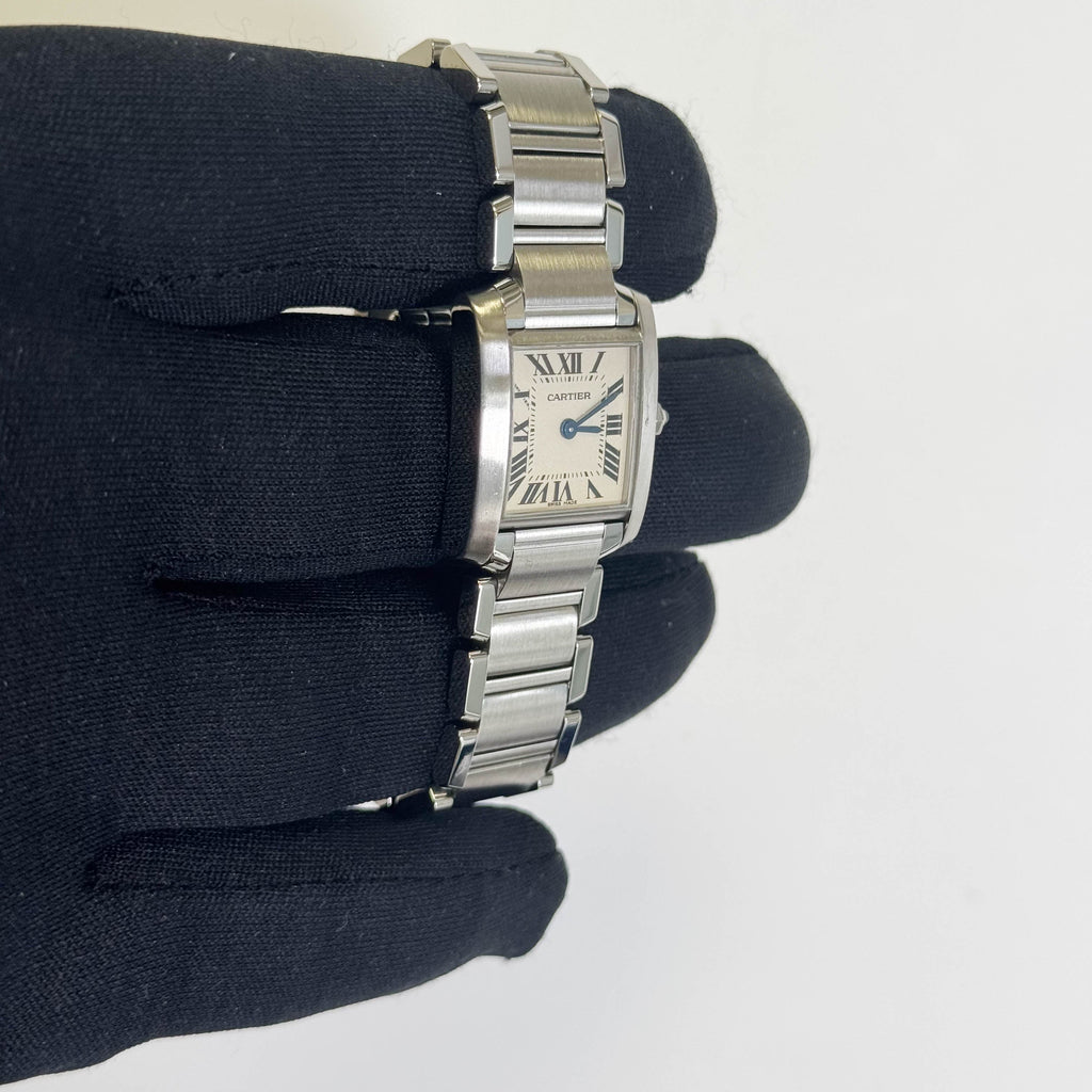 Cartier Tank Stainless Steel 20mm Ivory Dial Watch Ref# W51008Q3