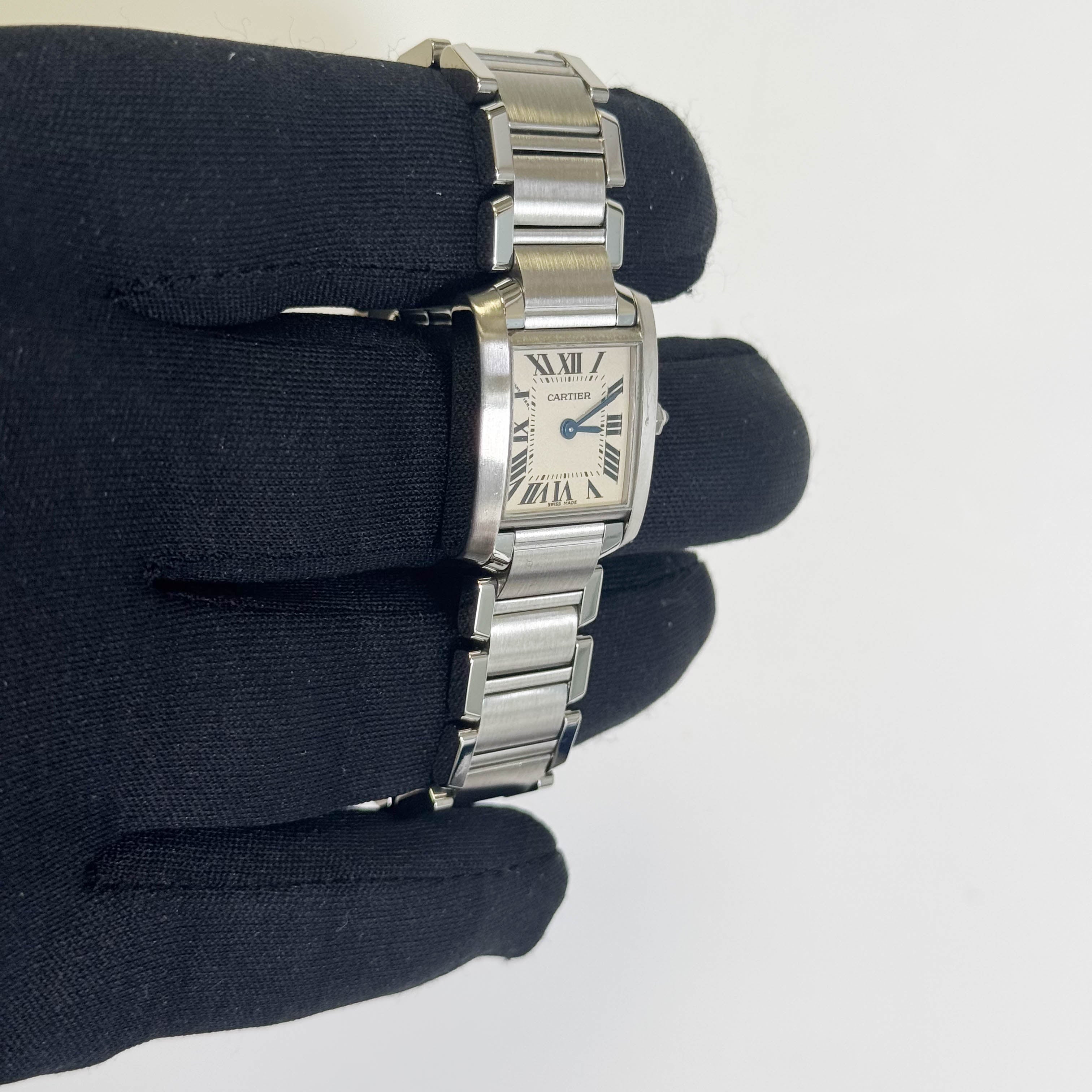 Cartier Tank Stainless Steel 20mm Ivory Dial Watch Ref# W51008Q3