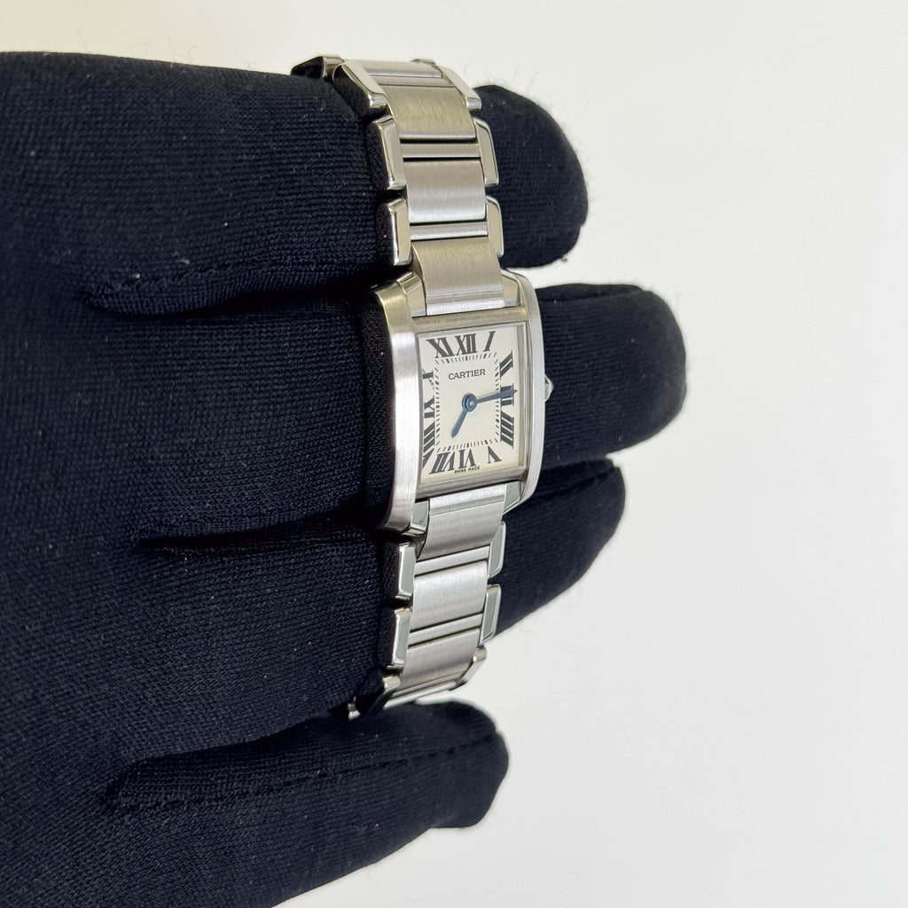 Cartier Tank Stainless Steel 20mm Ivory Dial Watch Ref# W51008Q3