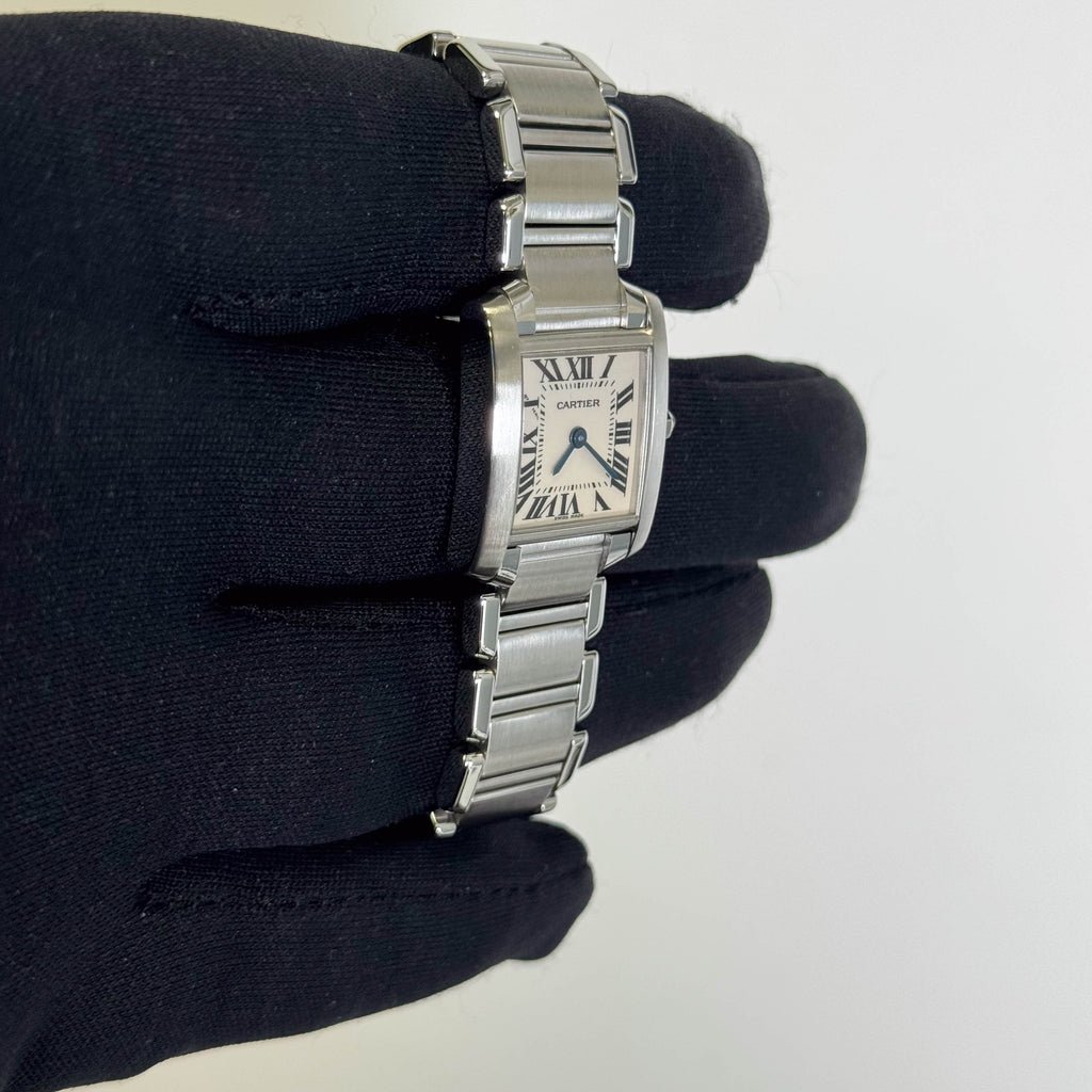 Cartier Tank Stainless Steel 20mm Ivory Dial Watch Ref# W51008Q3