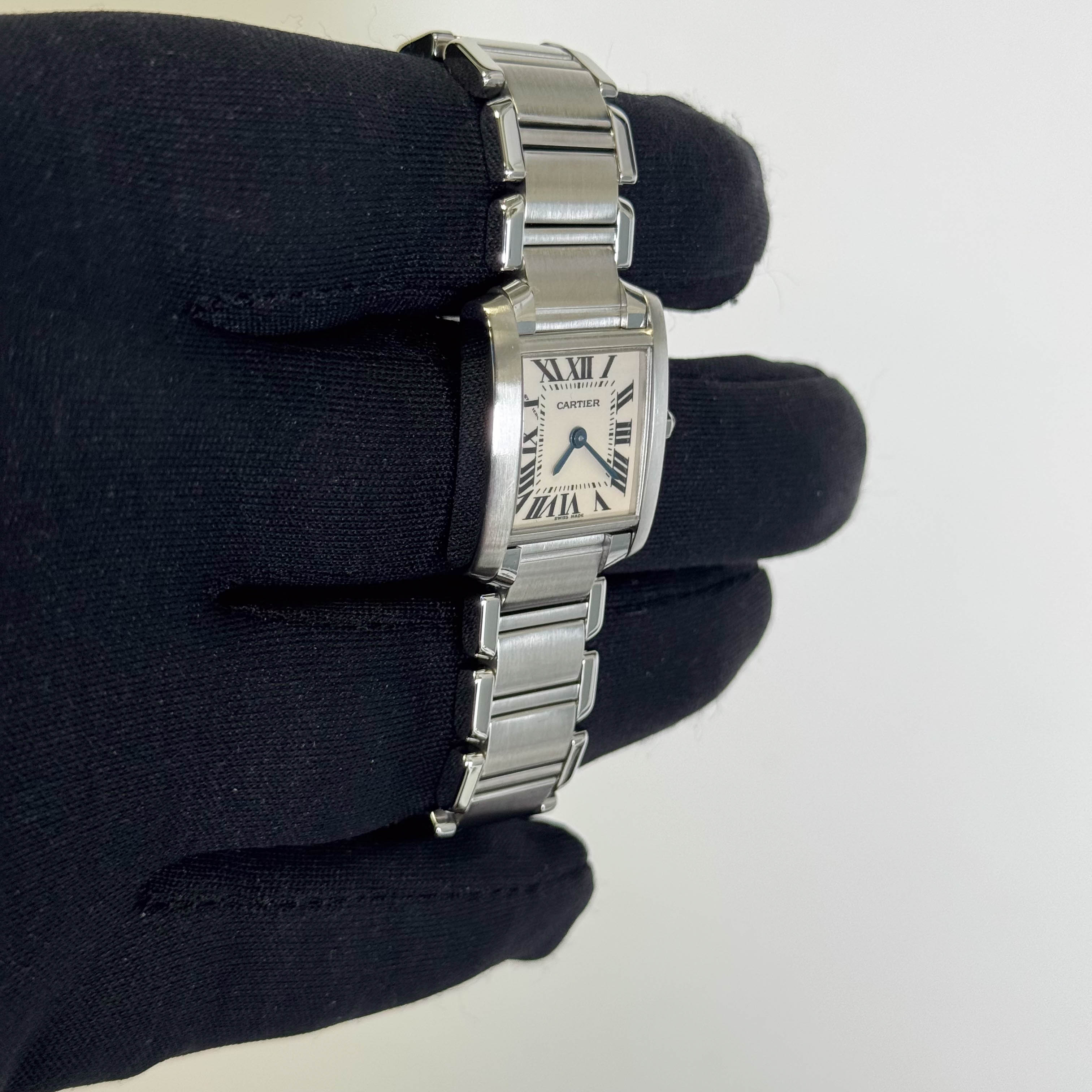 Cartier Tank Stainless Steel 20mm Ivory Dial Watch Ref# W51008Q3