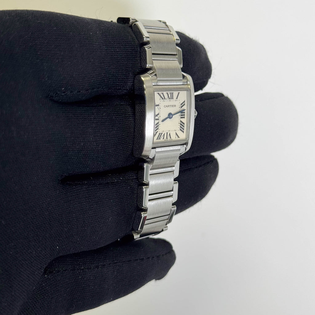 Cartier Tank Stainless Steel 20mm Ivory Dial Watch Ref# W51008Q3