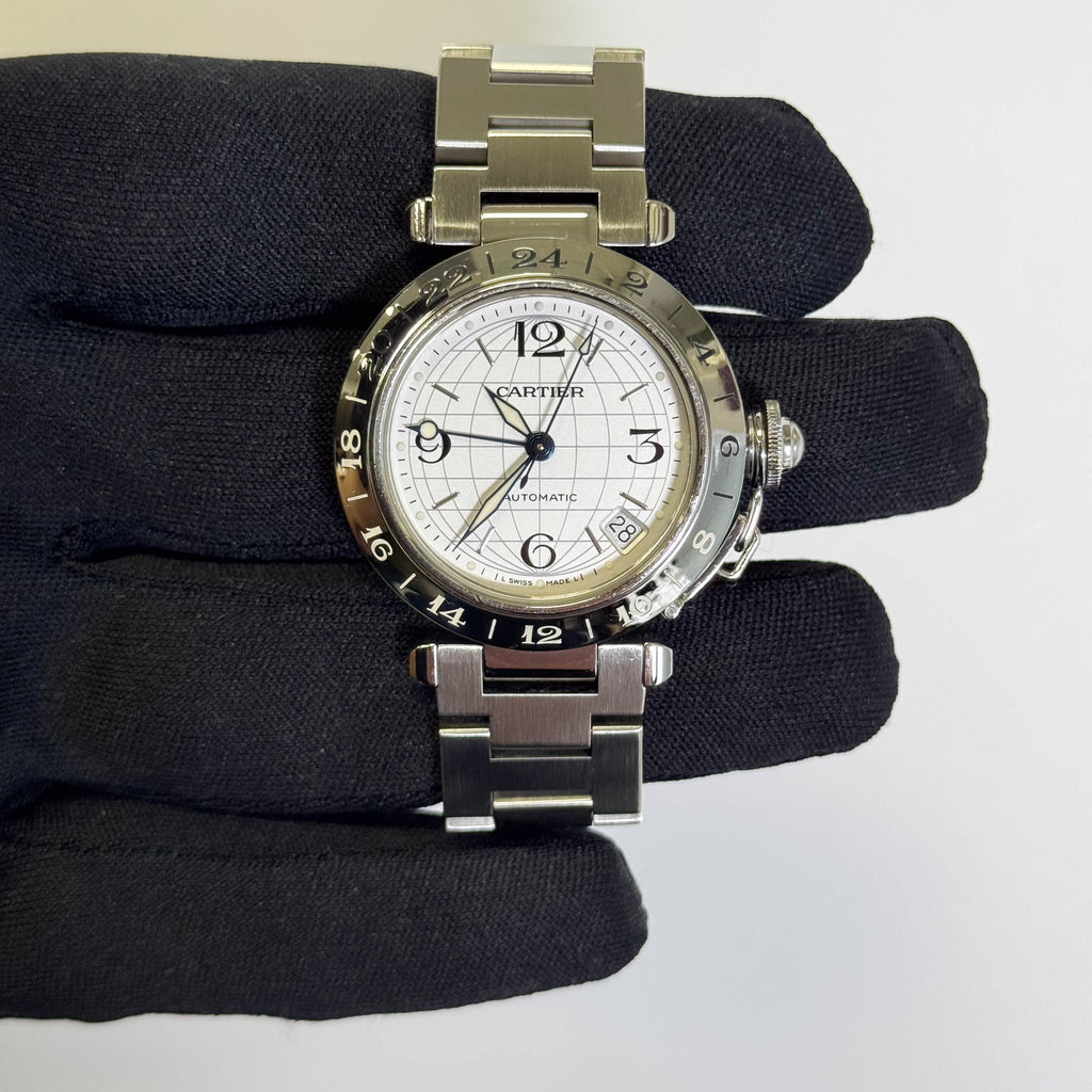 Cartier Pasha C Dual Time 35mm Silver Dial Watch Ref# W31029M7