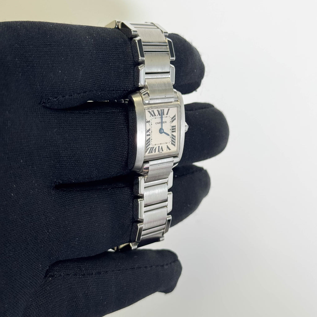 Cartier Tank Stainless Steel 20mm Ivory Dial Watch Ref# W51008Q3