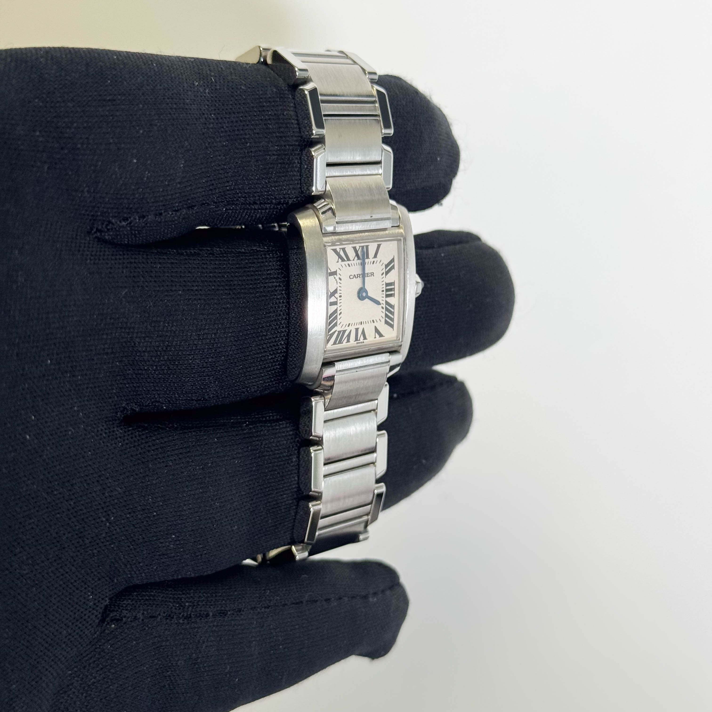 Cartier Tank Stainless Steel 20mm Ivory Dial Watch Ref# W51008Q3