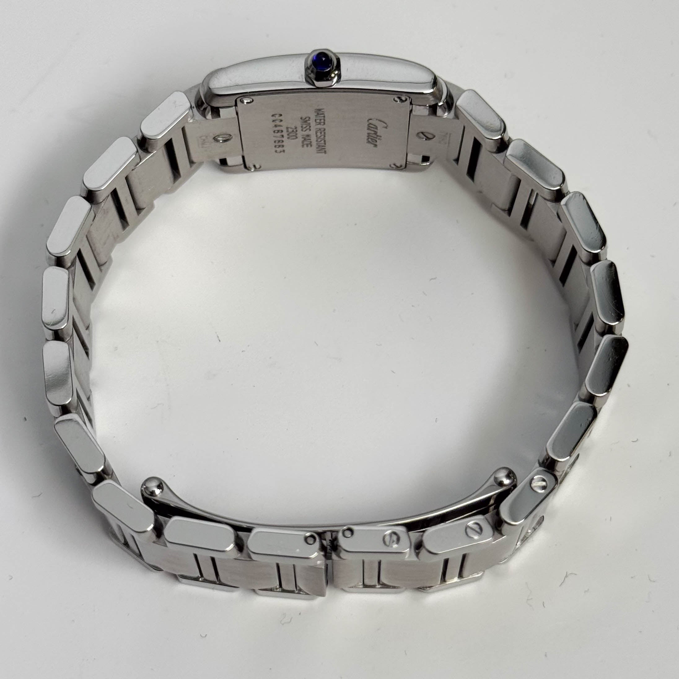 Cartier Tank Stainless Steel 20mm Ivory Dial Watch Ref# W51008Q3