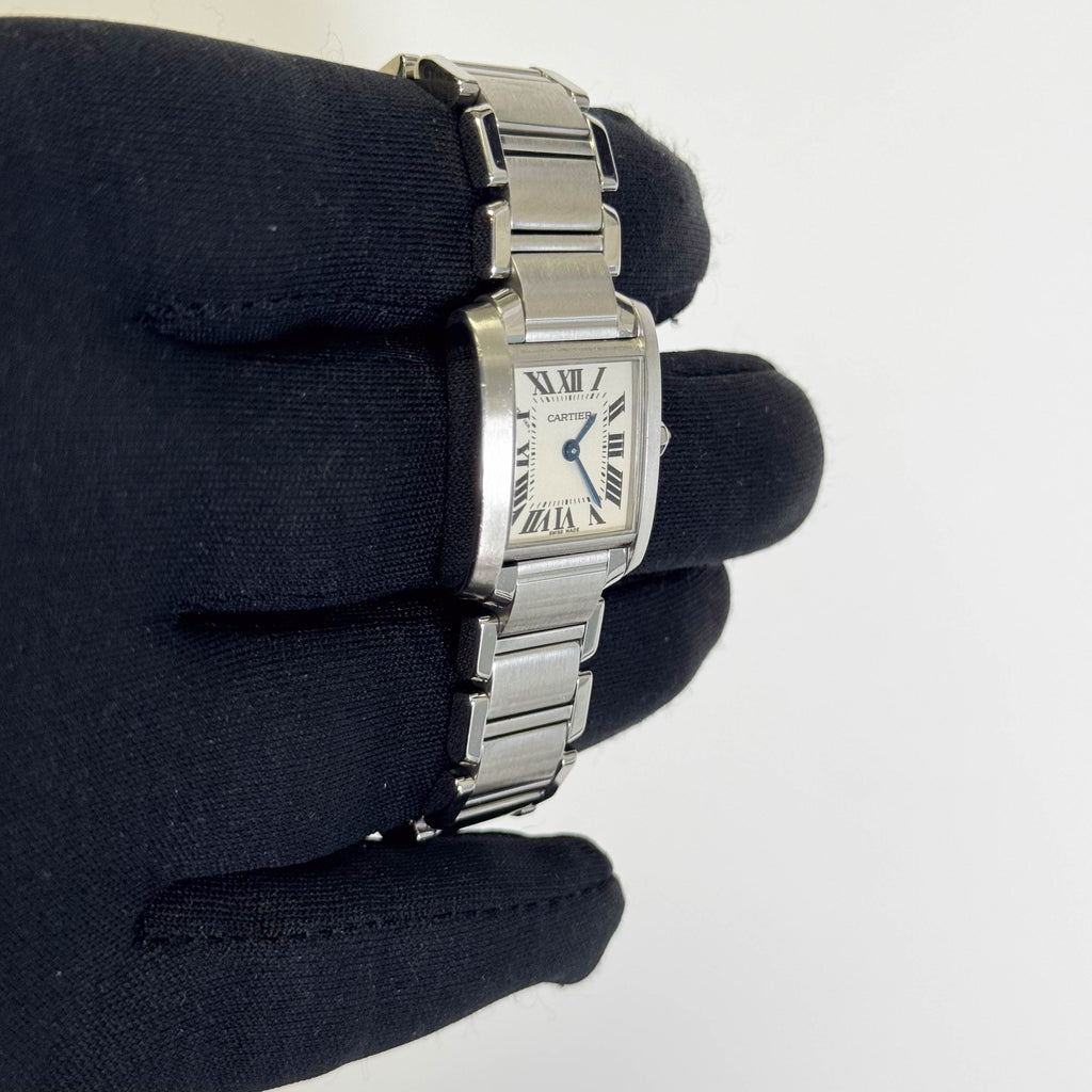 Cartier Tank Stainless Steel 20mm Ivory Dial Watch Ref# W51008Q3