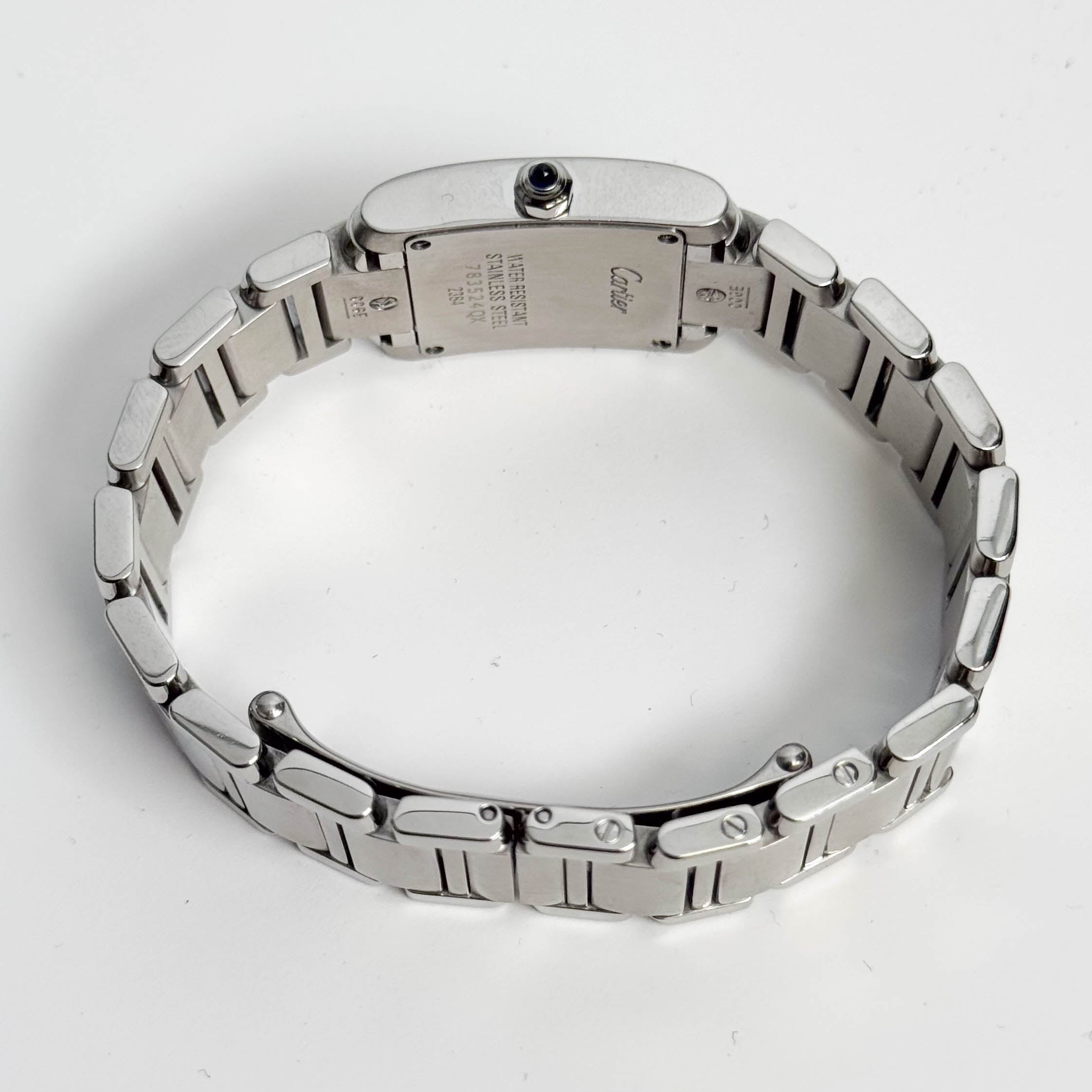 Cartier Tank Stainless Steel 20mm Ivory Dial Watch Ref# W51008Q3
