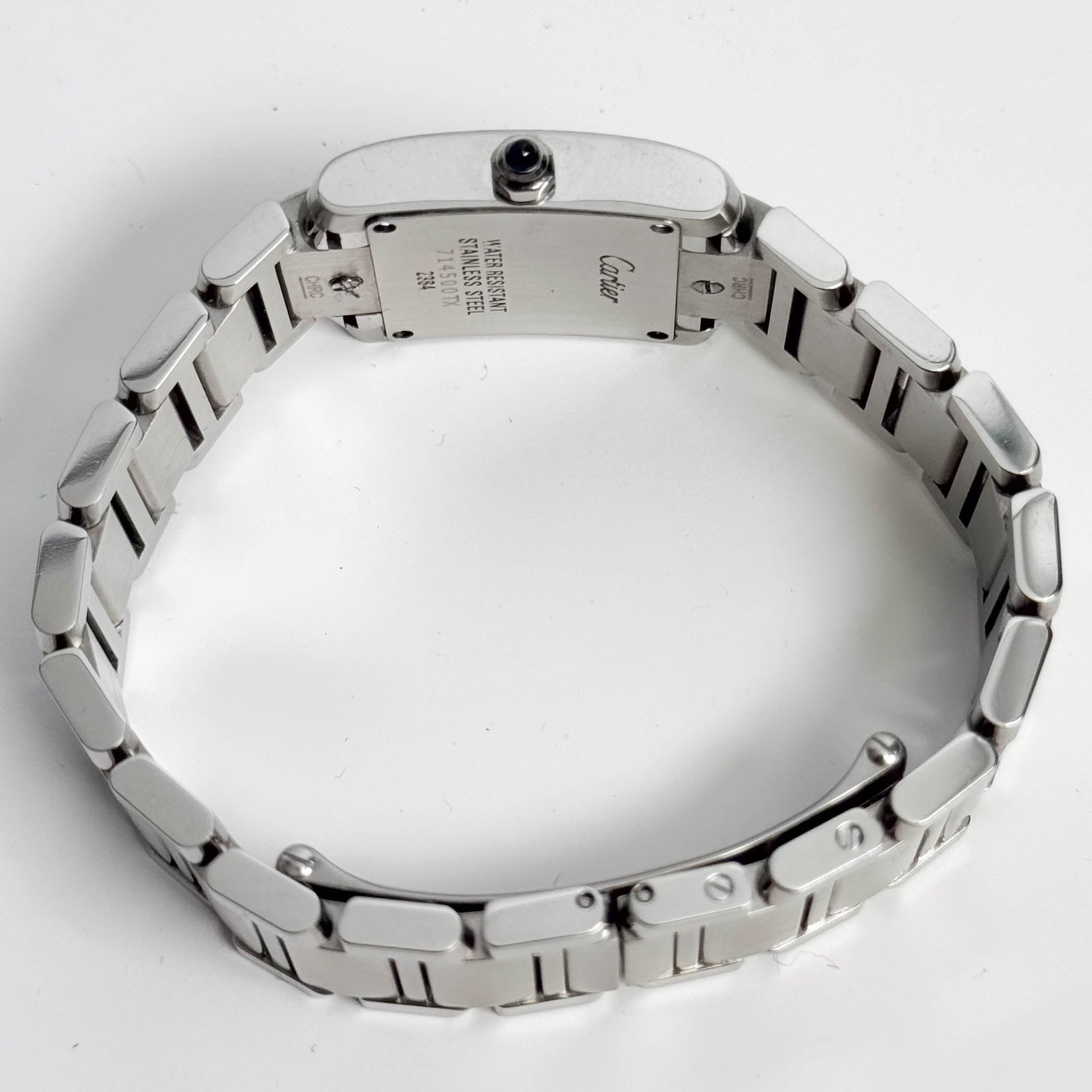 Cartier Tank Stainless Steel 20mm Ivory Dial Watch Ref# W51008Q3