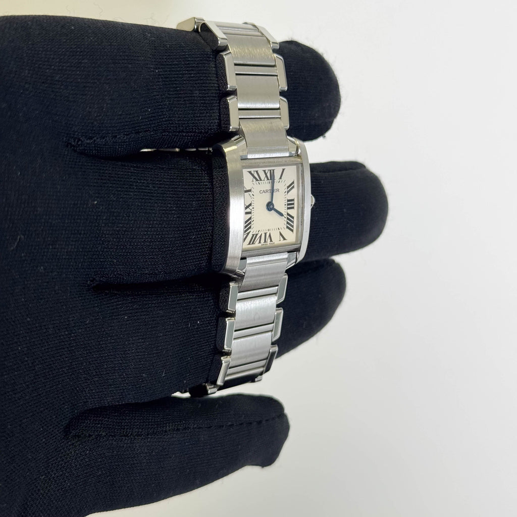 Cartier Tank Stainless Steel 20mm Ivory Dial Watch Ref# W51008Q3