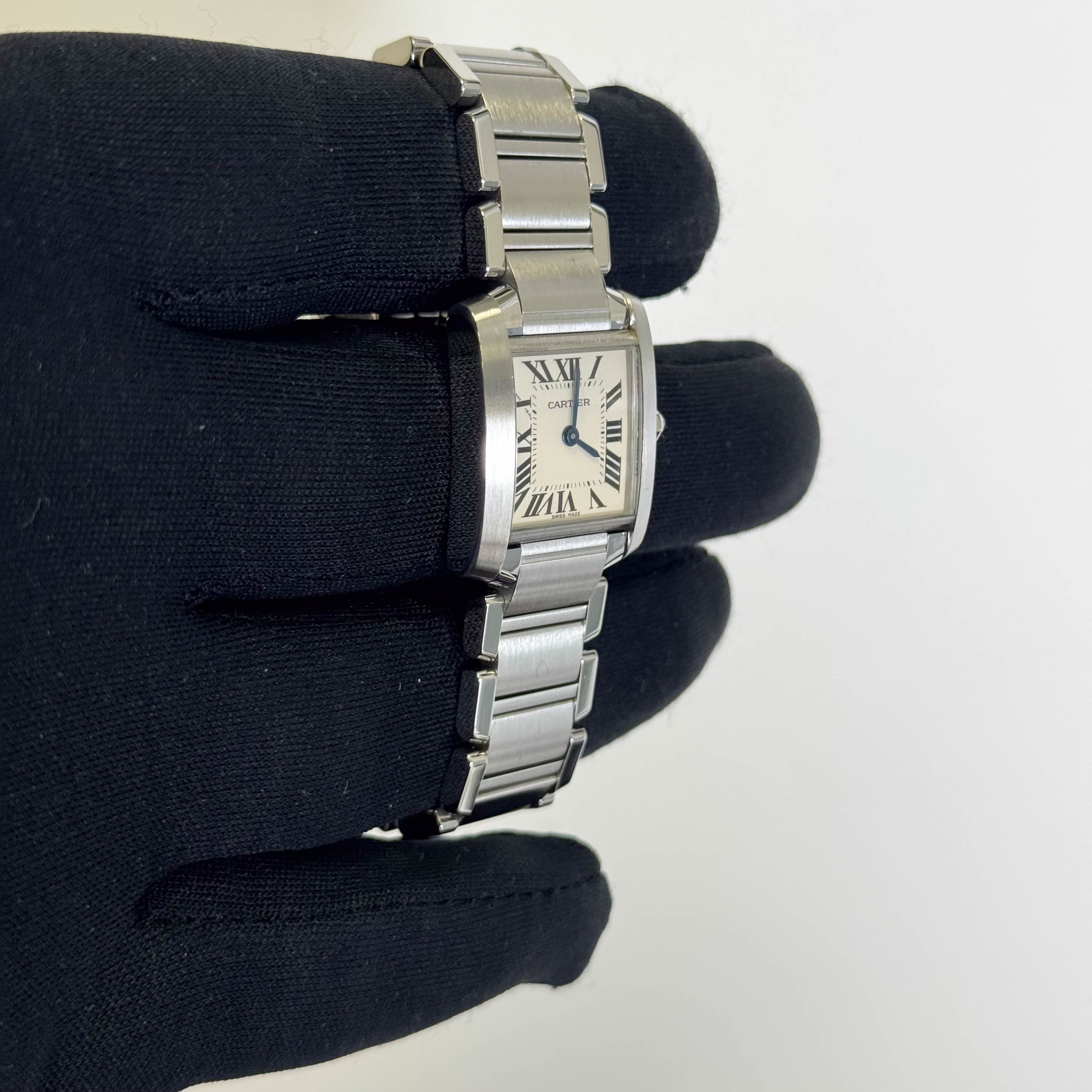 Cartier Tank Stainless Steel 20mm Ivory Dial Watch Ref# W51008Q3