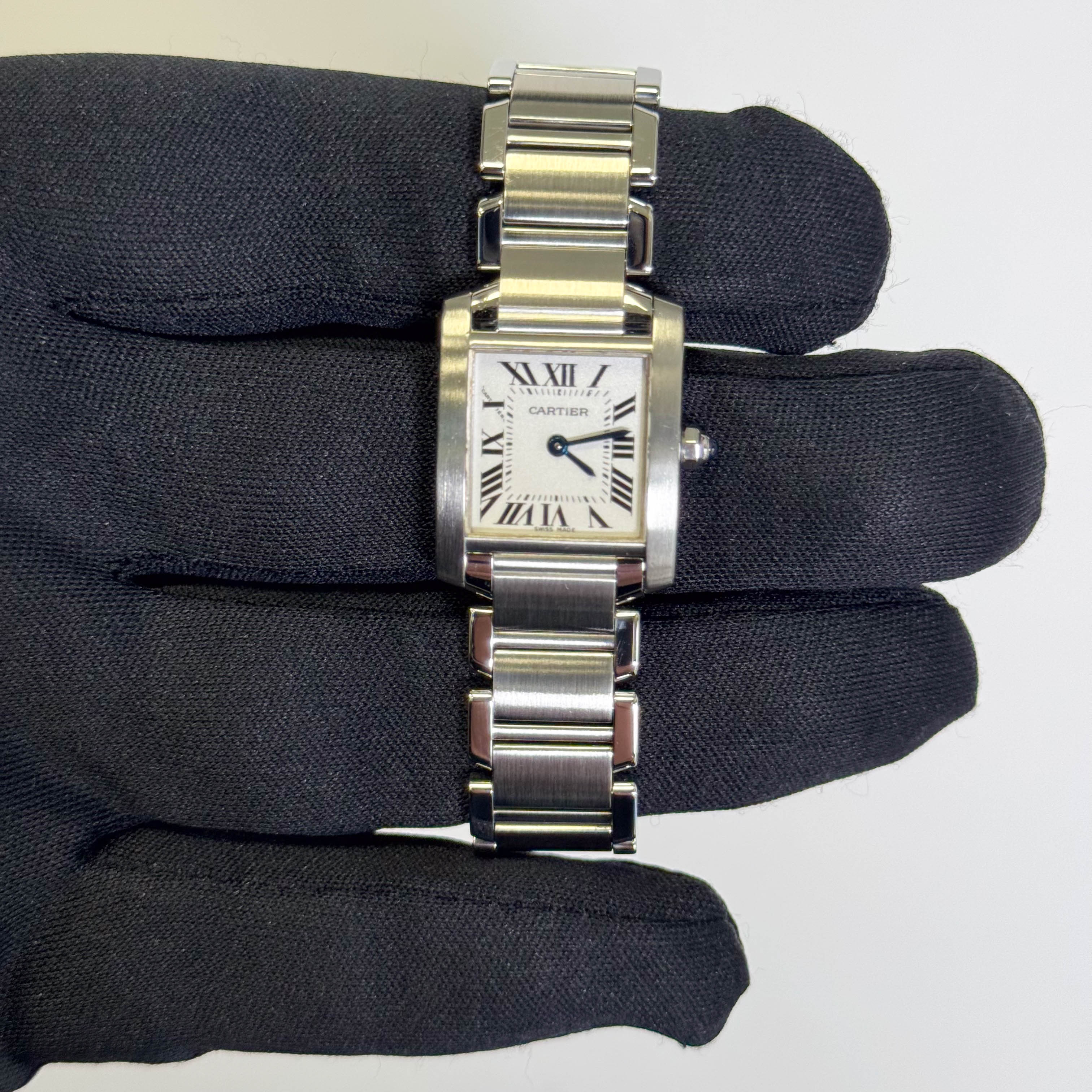 Cartier Tank Stainless Steel 20mm Ivory Dial Watch Ref# W51008Q3