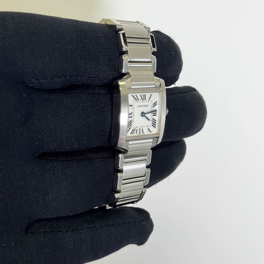 Cartier Tank Stainless Steel 20mm Ivory Dial Watch Ref# W51008Q3
