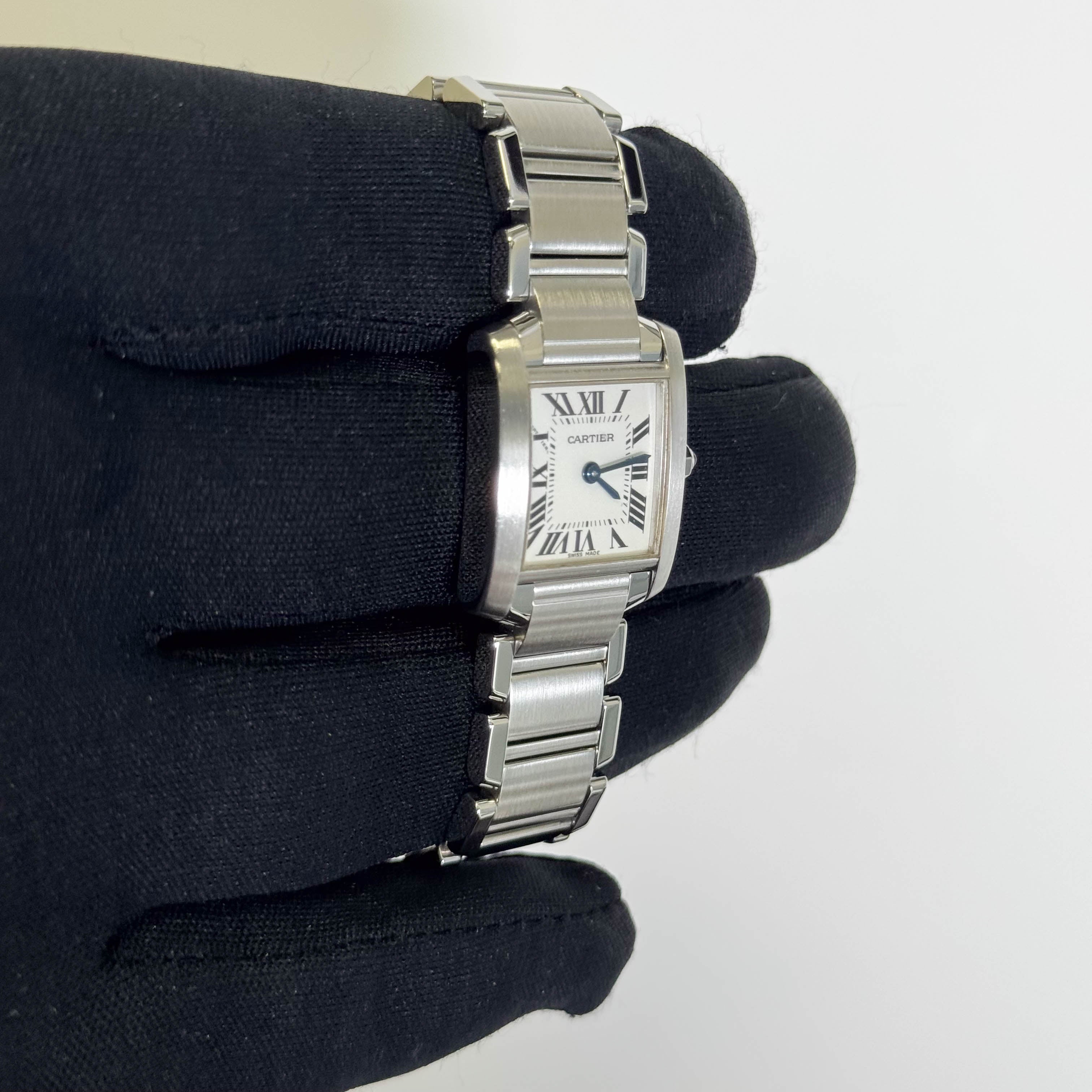 Cartier Tank Stainless Steel 20mm Ivory Dial Watch Ref# W51008Q3