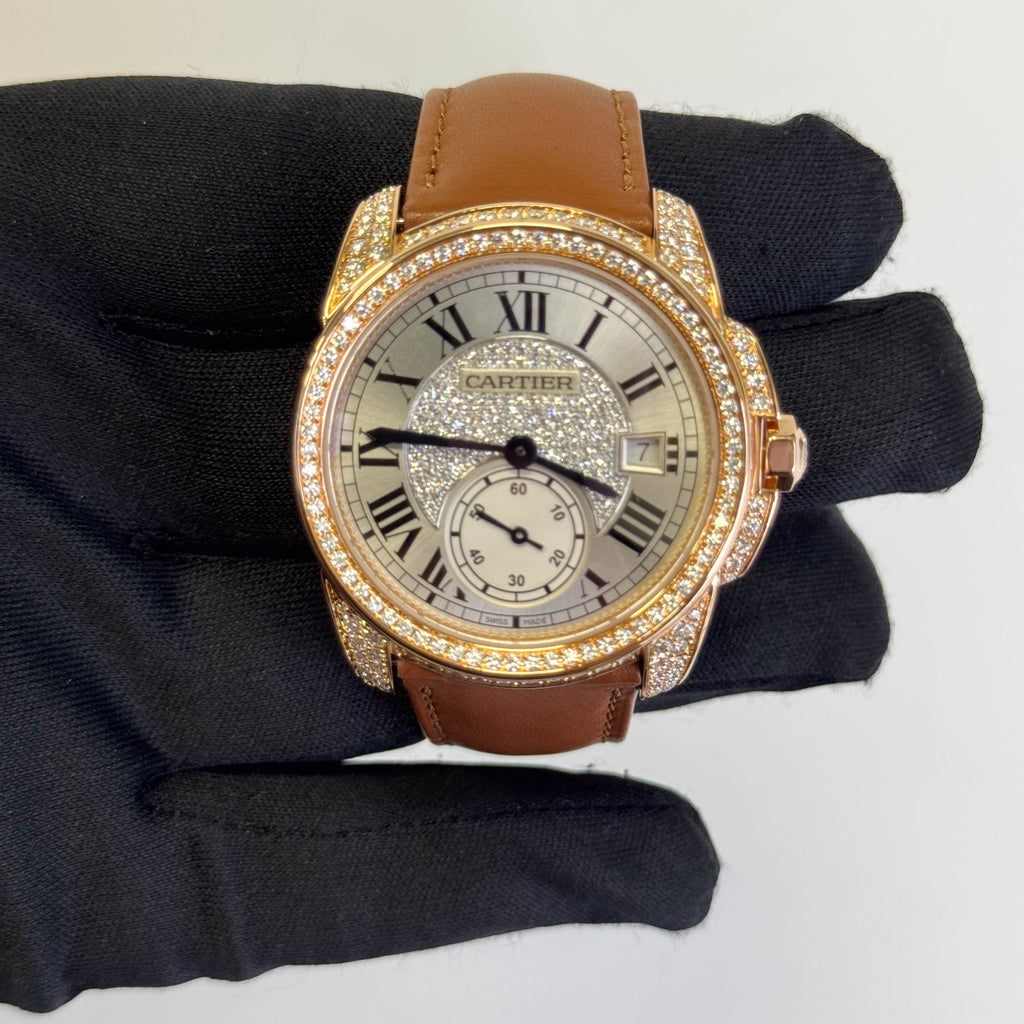 Cartier Calibre 38mm Pave Dial Watch Ref# WF100015