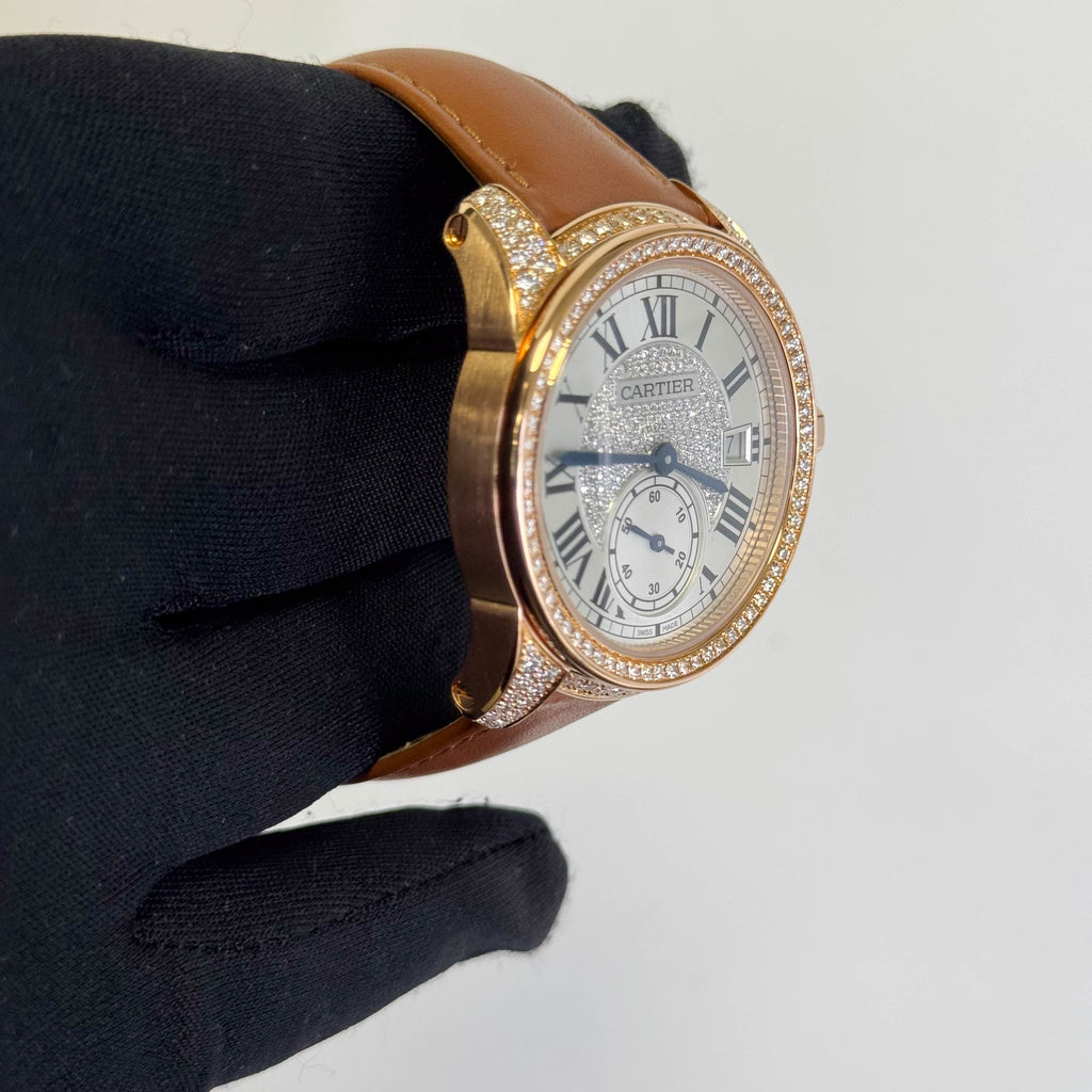 Cartier Calibre 38mm Pave Dial Watch Ref# WF100015