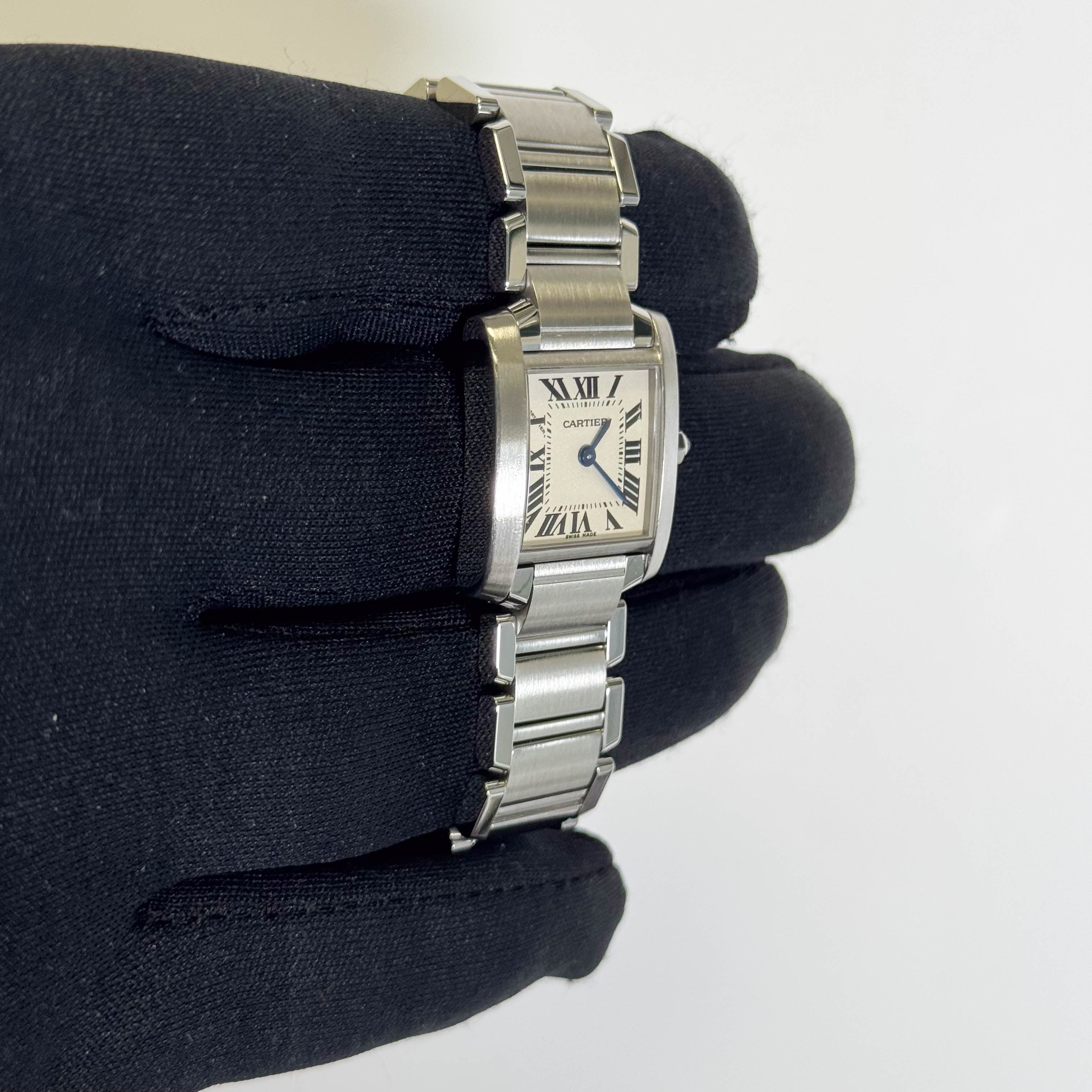 Cartier Tank Stainless Steel 20mm Ivory Dial Watch Ref# W51008Q3