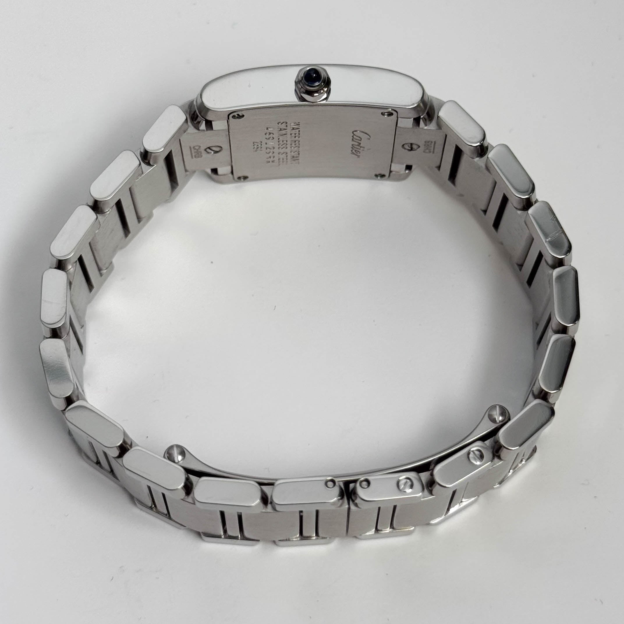 Cartier Tank Stainless Steel 20mm Ivory Dial Watch Ref# W51008Q3