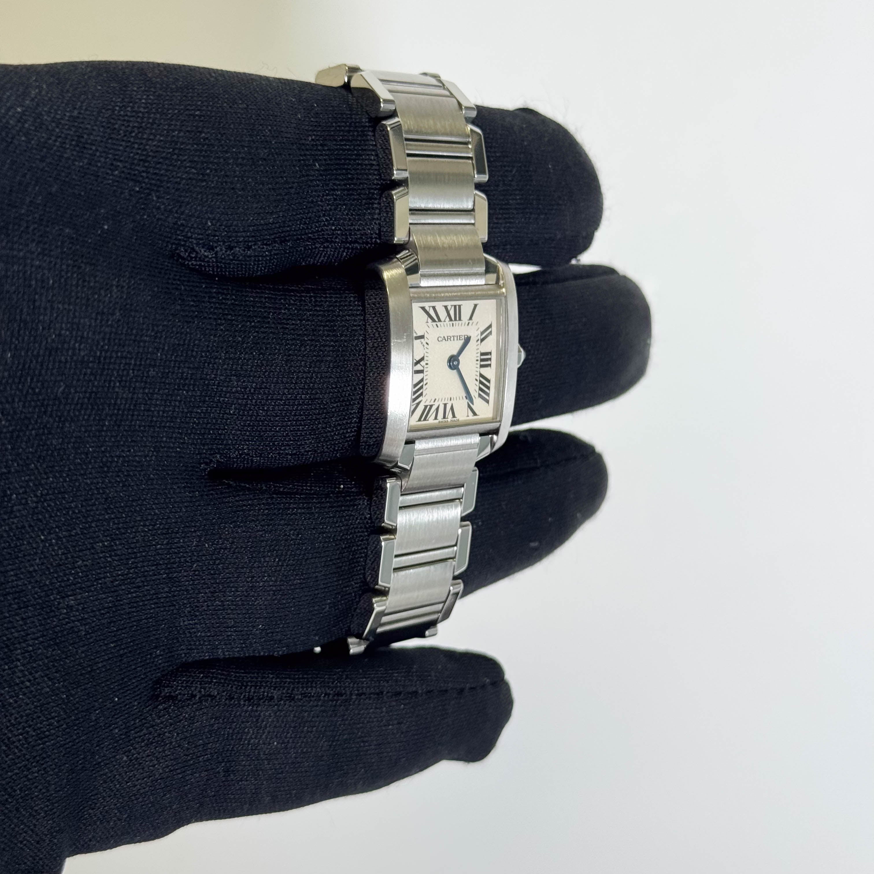 Cartier Tank Stainless Steel 20mm Ivory Dial Watch Ref# W51008Q3