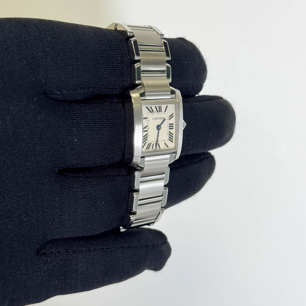Cartier Tank Stainless Steel 20mm Ivory Dial Watch Ref# W51008Q3