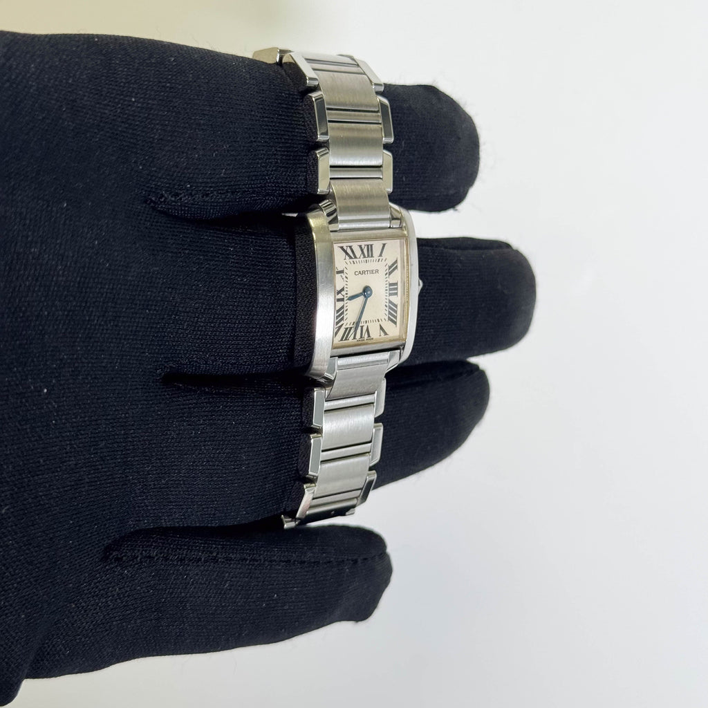 Cartier Tank Stainless Steel 20mm Ivory Dial Watch Ref# W51008Q3