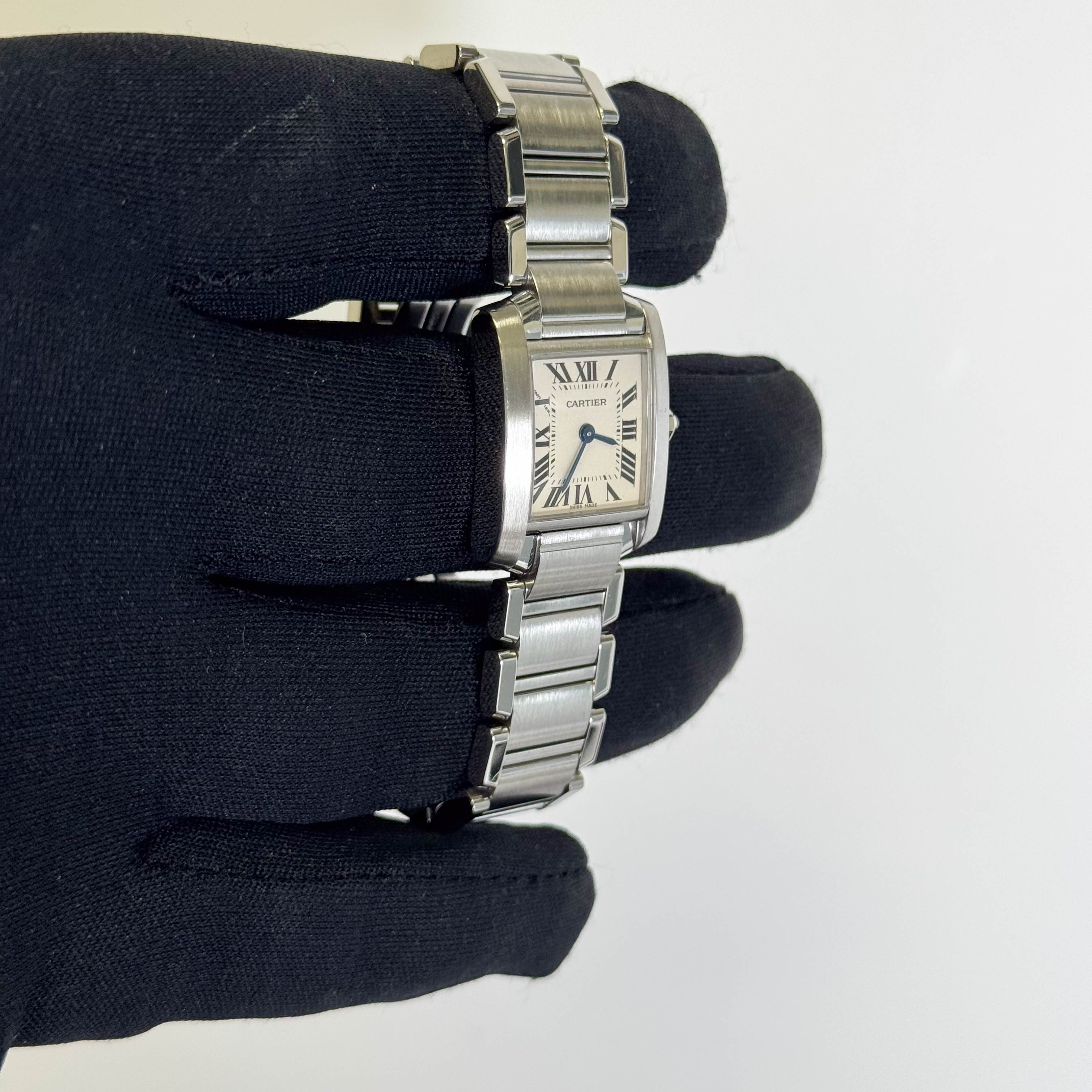 Cartier Tank Stainless Steel 20mm Ivory Dial Watch Ref# W51008Q3