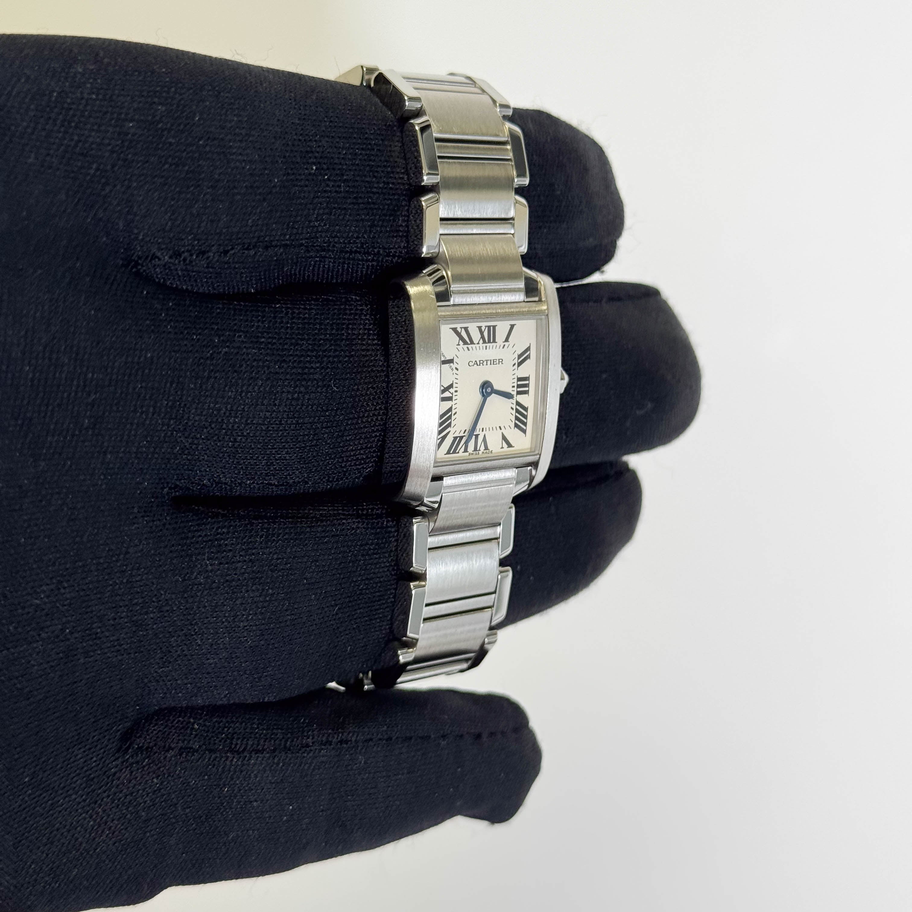 Cartier Tank Stainless Steel 20mm Ivory Dial Watch Ref# W51008Q3