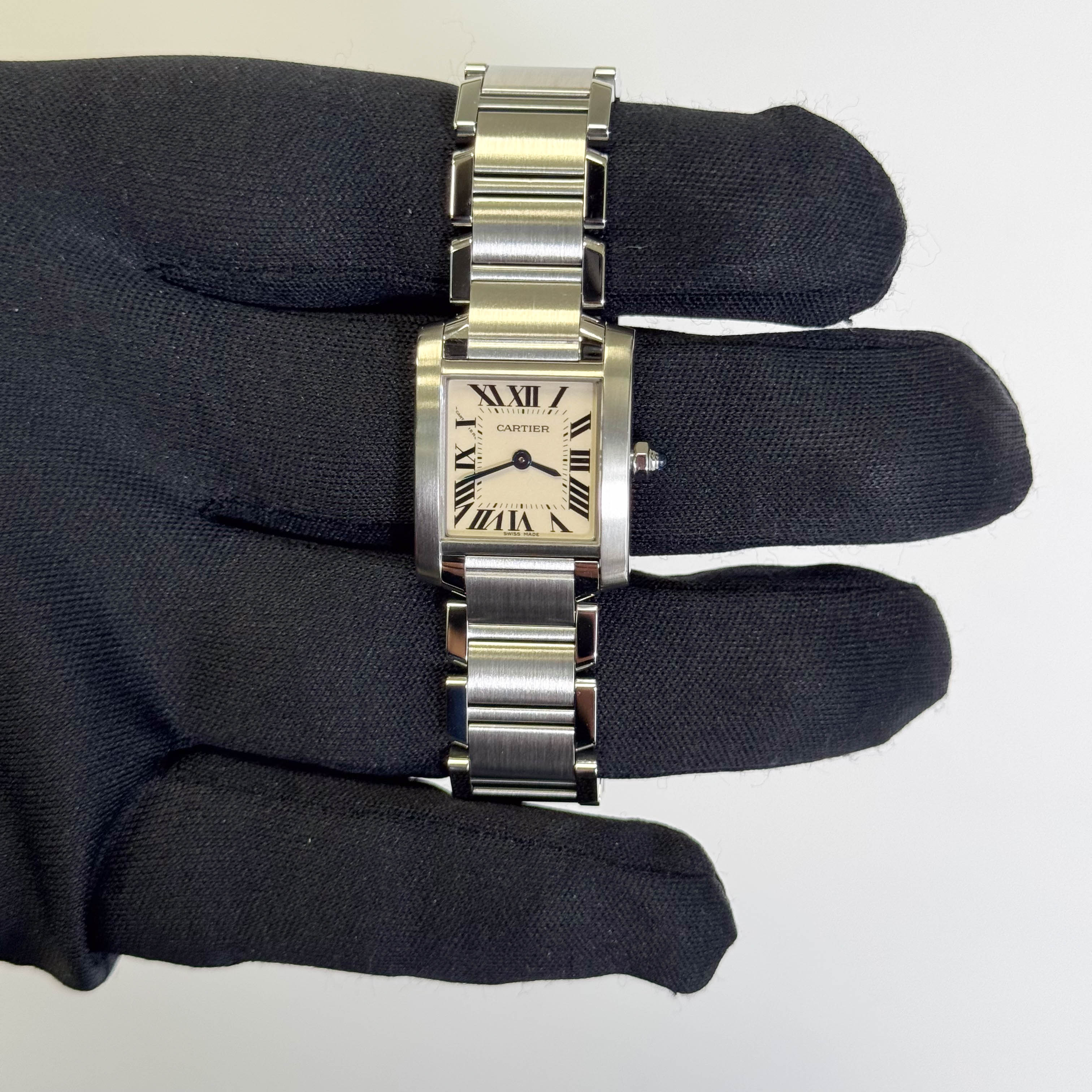 Cartier Tank Stainless Steel 20mm Ivory Dial Watch Ref# W51008Q3