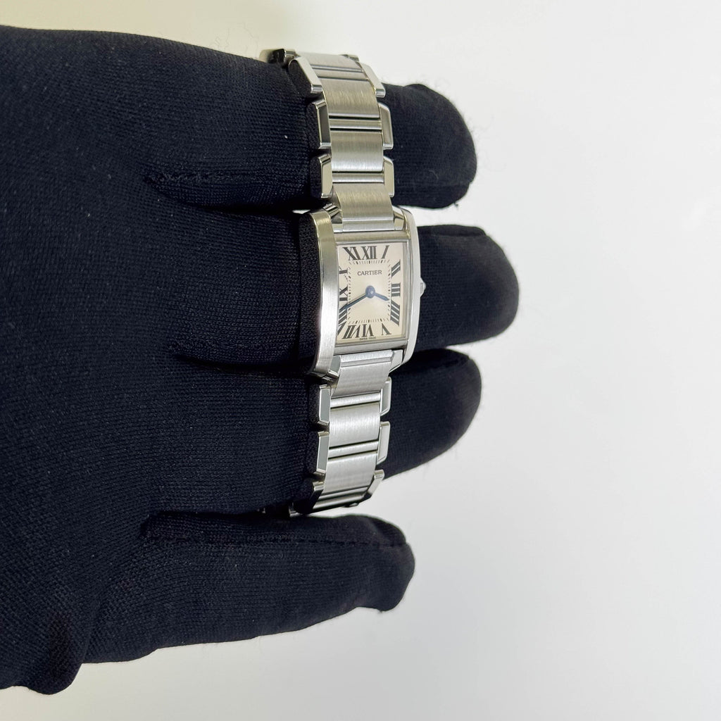 Cartier Tank Stainless Steel 20mm Ivory Dial Watch Ref# W51008Q3