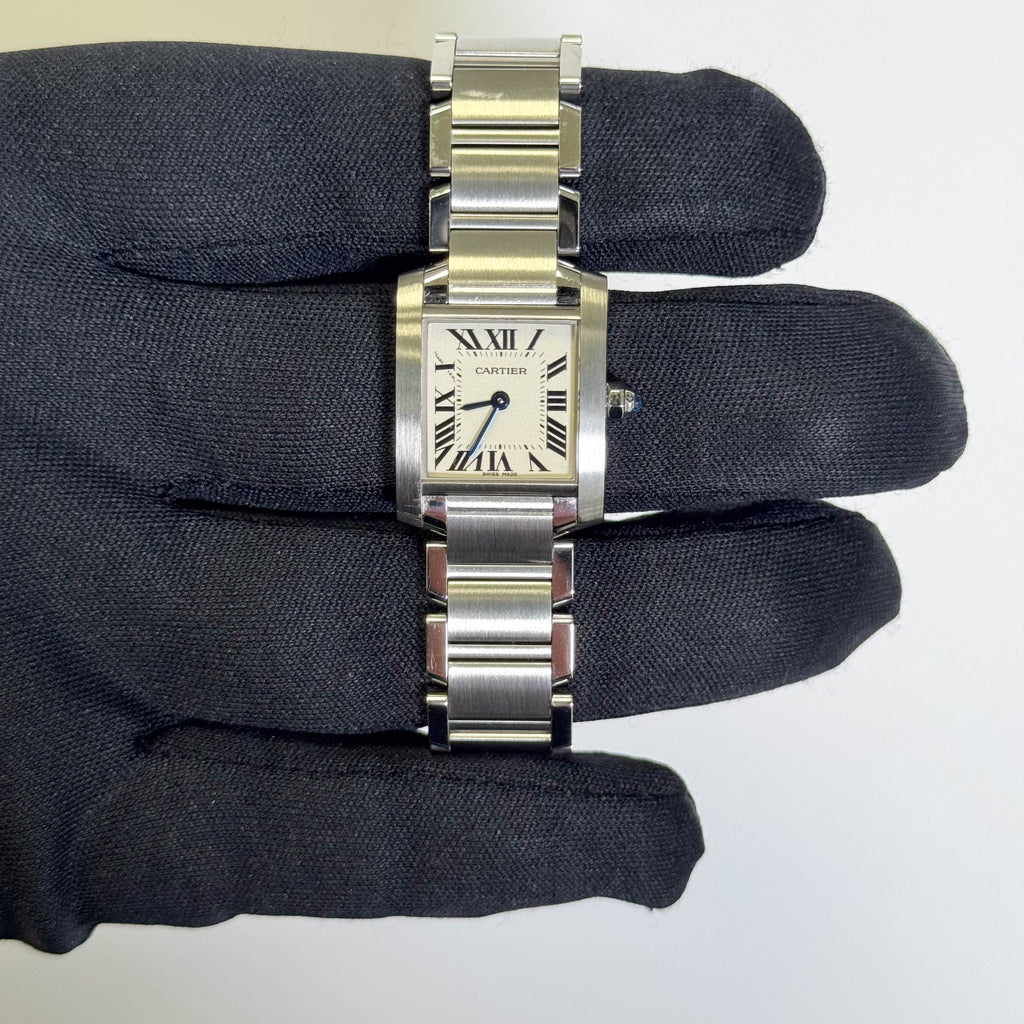 Cartier Tank Stainless Steel 20mm Ivory Dial Watch Ref# W51008Q3