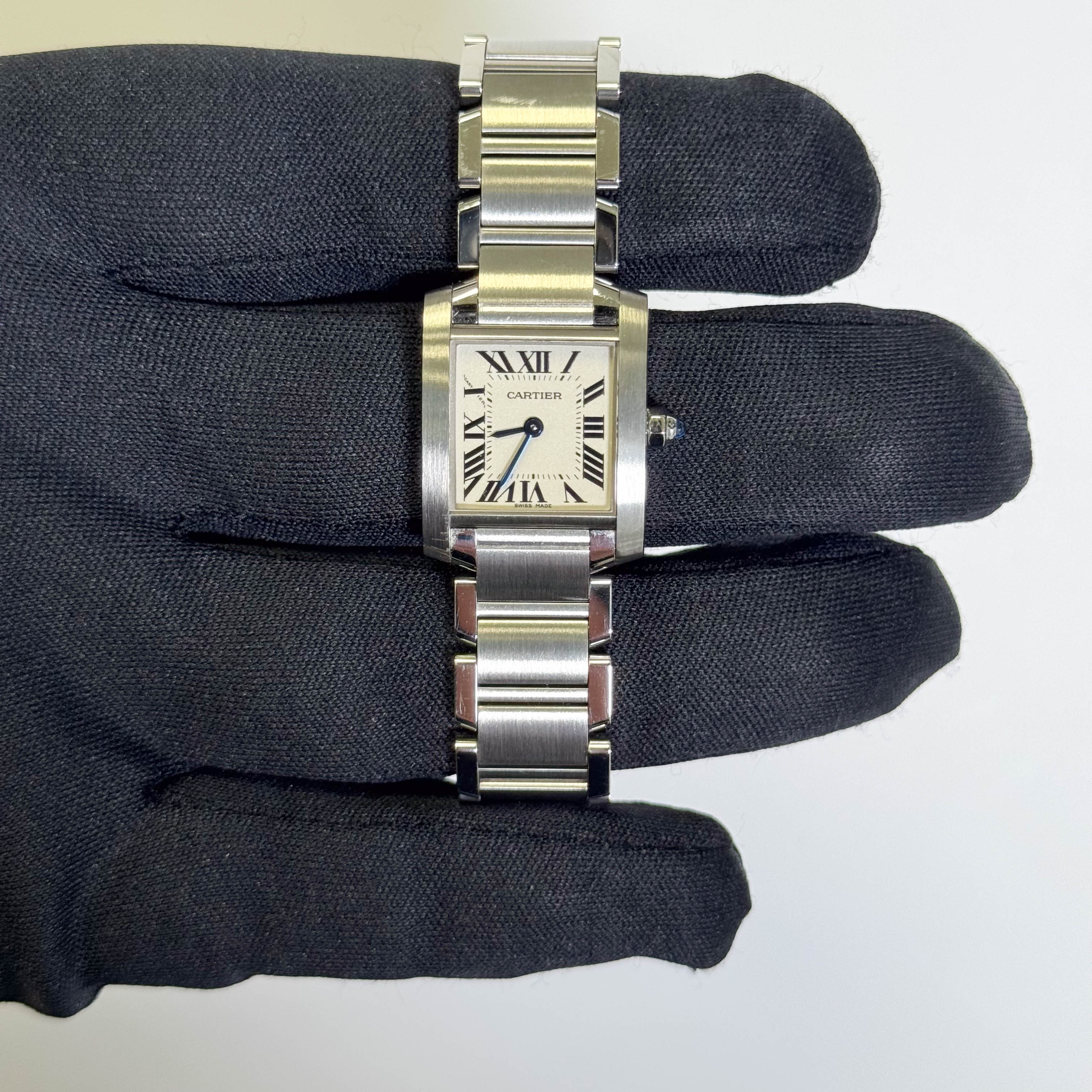Cartier Tank Stainless Steel 20mm Ivory Dial Watch Ref# W51008Q3