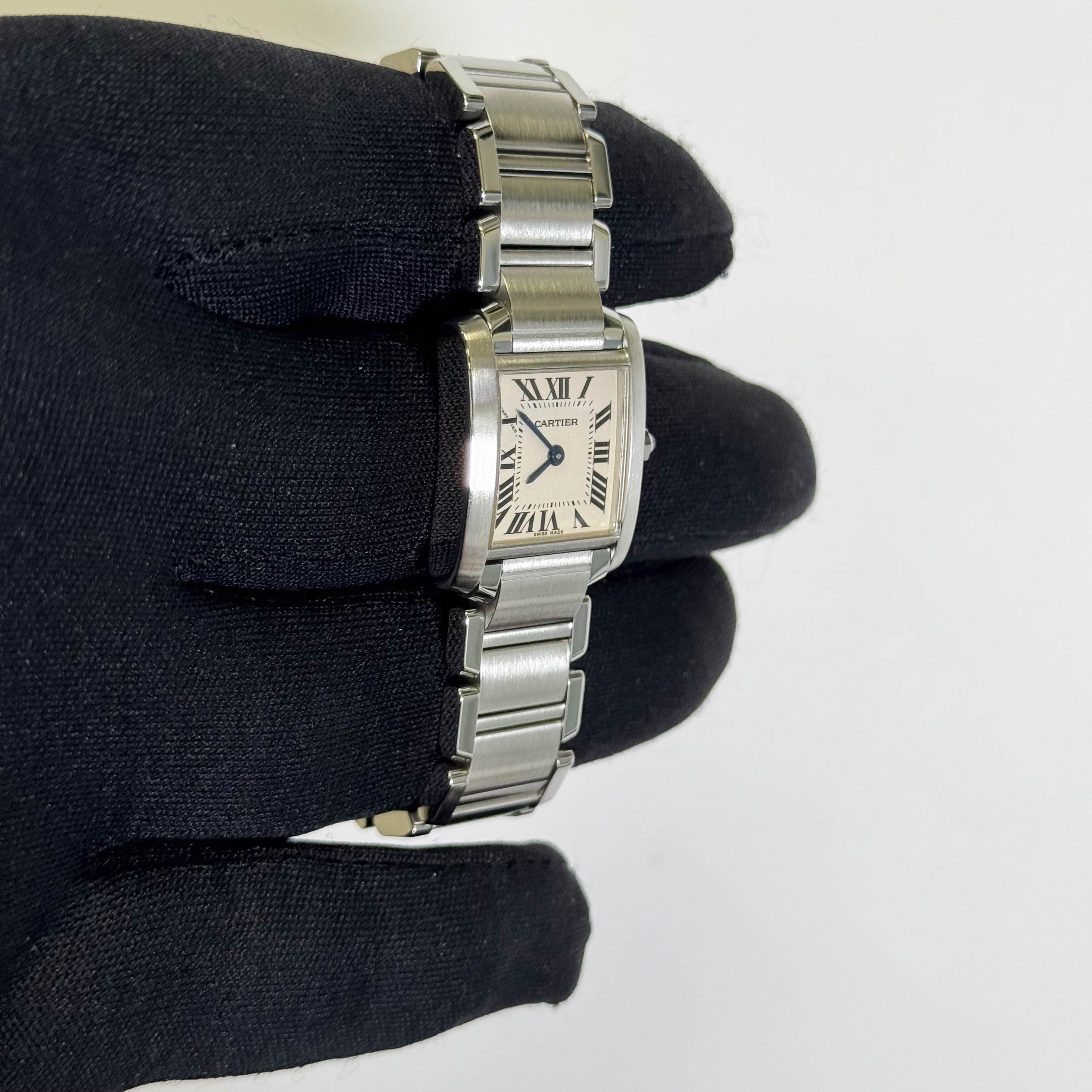 Cartier Tank Stainless Steel 20mm Ivory Dial Watch Ref# W51008Q3