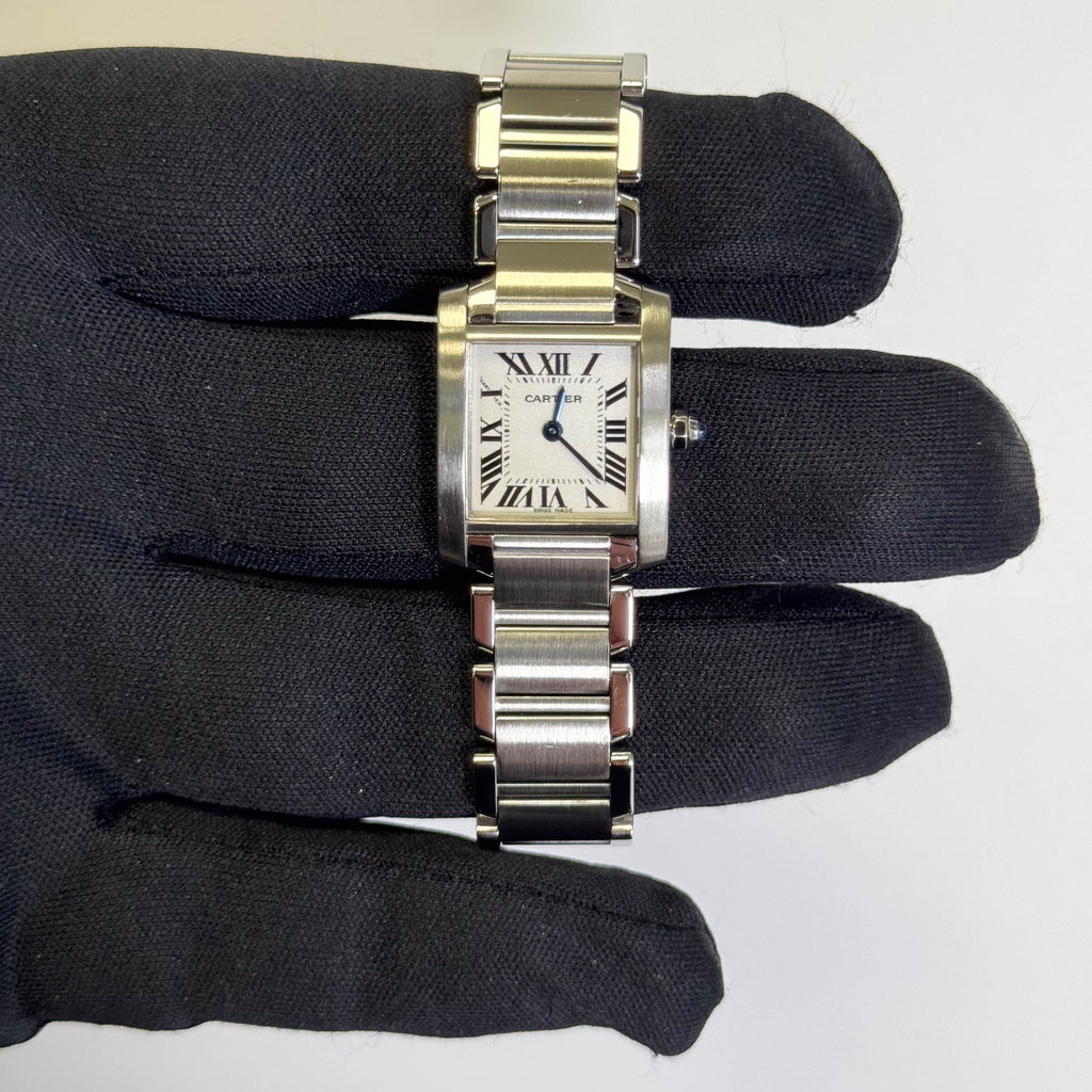 Cartier Tank Stainless Steel 20mm Ivory Dial Watch Ref# W51008Q3