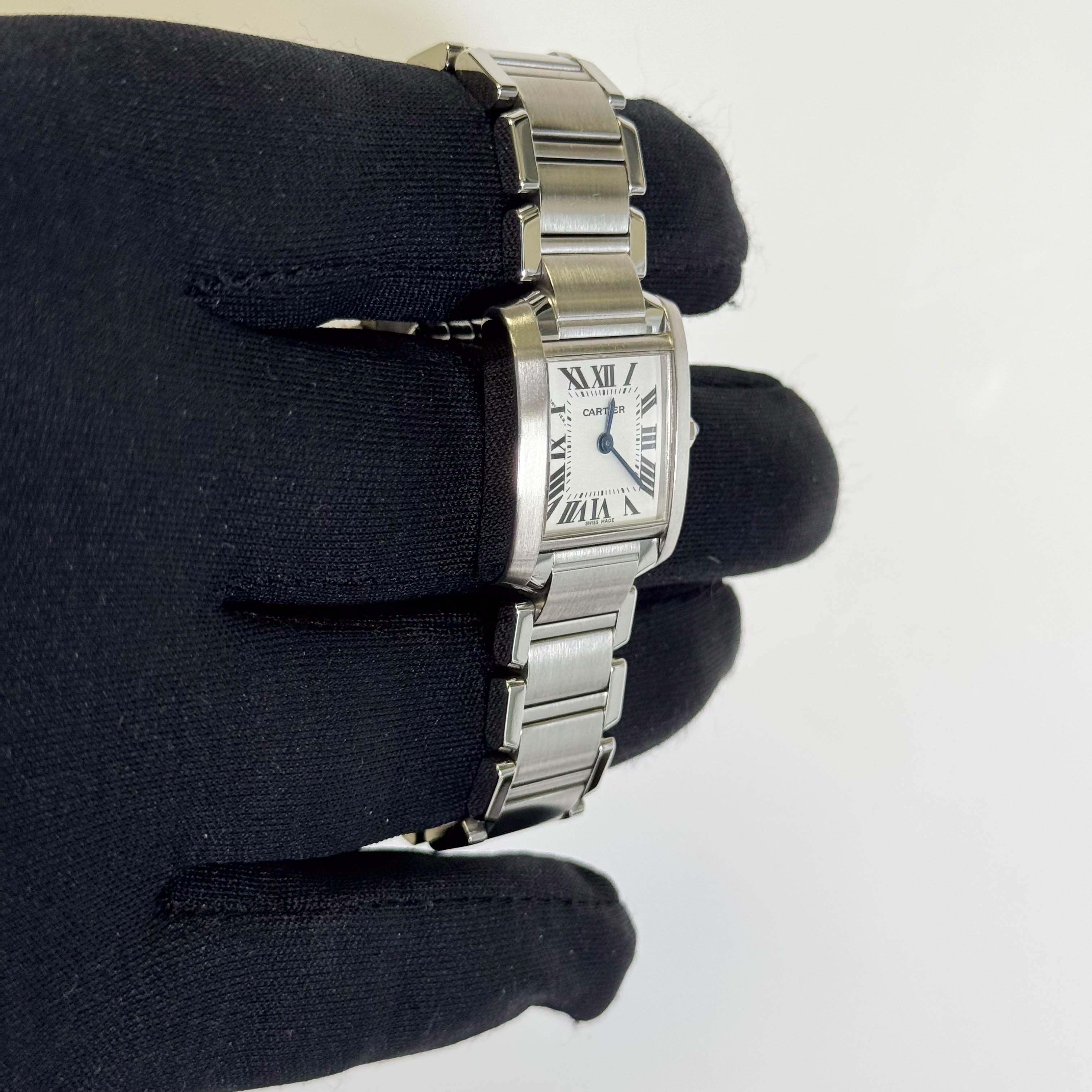 Cartier Tank Stainless Steel 20mm Ivory Dial Watch Ref# W51008Q3