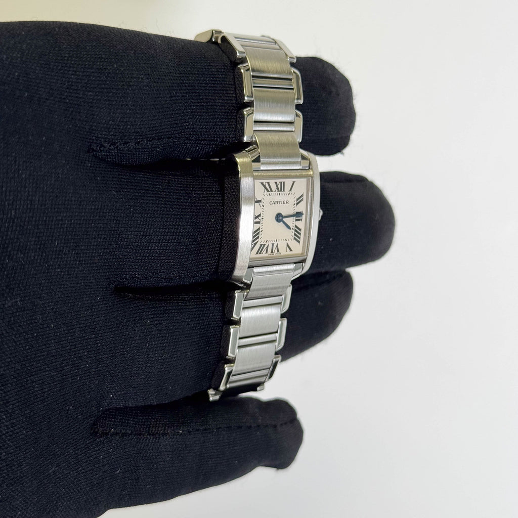 Cartier Tank Stainless Steel 20mm Ivory Dial Watch Ref# W51008Q3