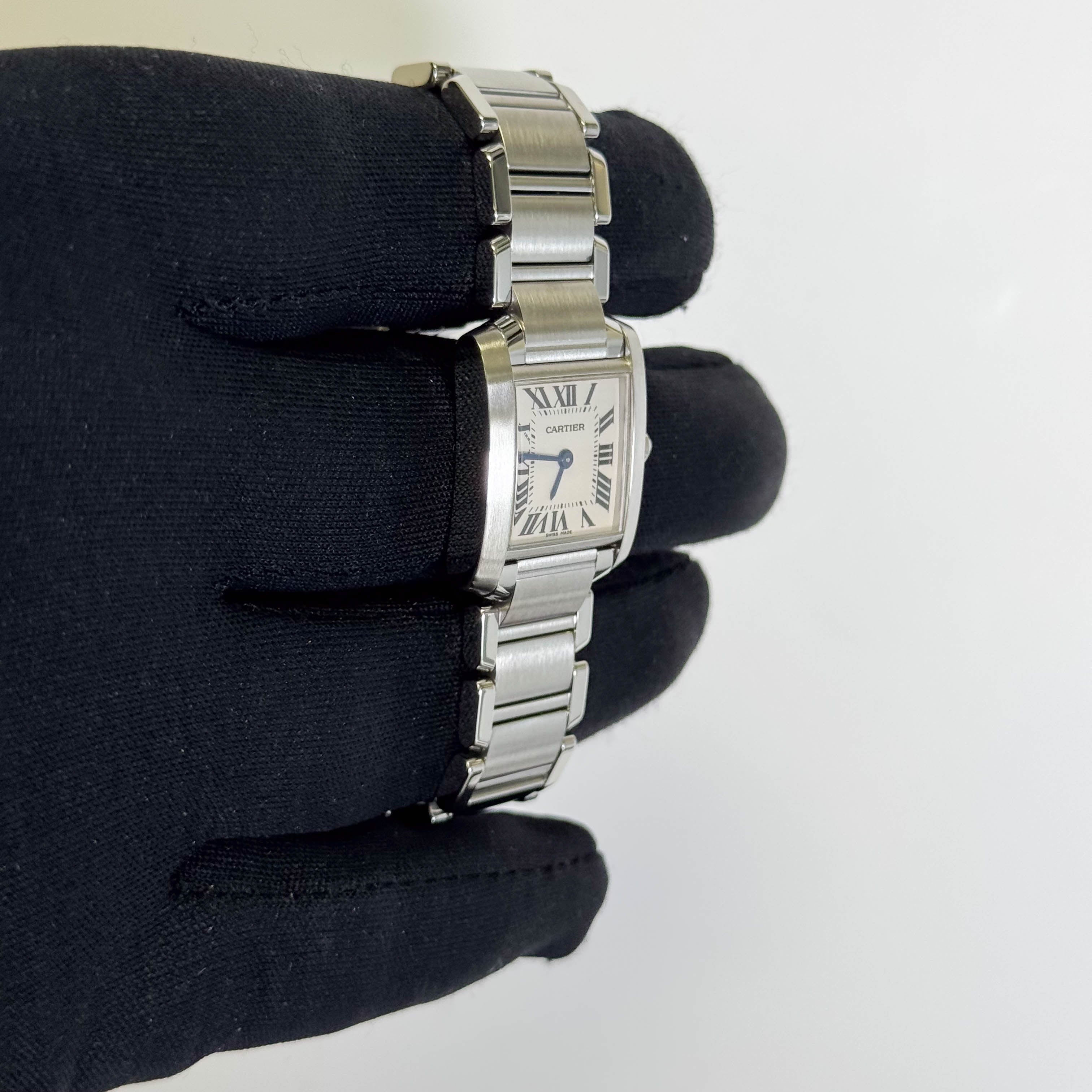 Cartier Tank Stainless Steel 20mm Ivory Dial Watch Ref# W51008Q3