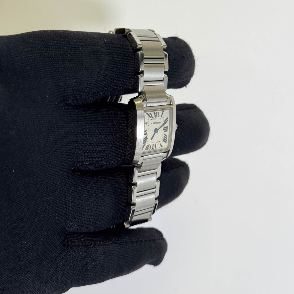 Cartier Tank Stainless Steel 20mm Ivory Dial Watch Ref# W51008Q3