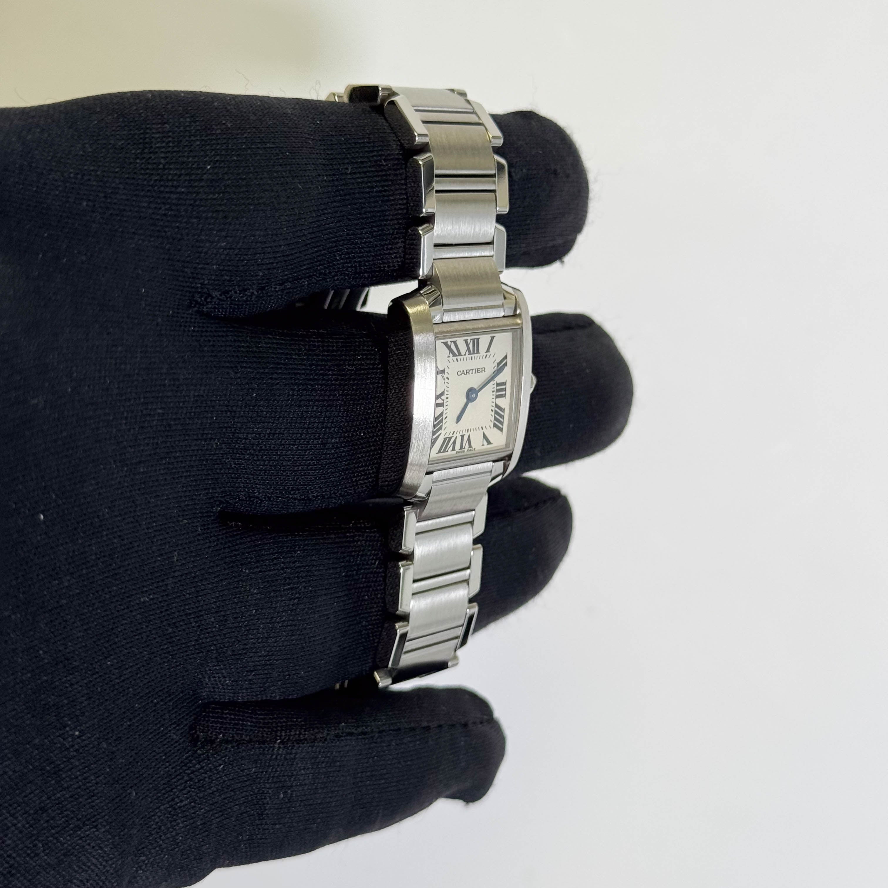 Cartier Tank Stainless Steel 20mm Ivory Dial Watch Ref# W51008Q3